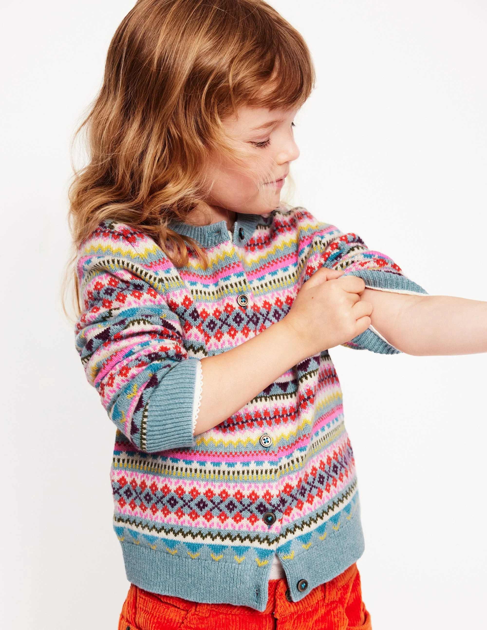 Edie Fair Isle Cardigan-Brook Blue Fair Isle - Image 9
