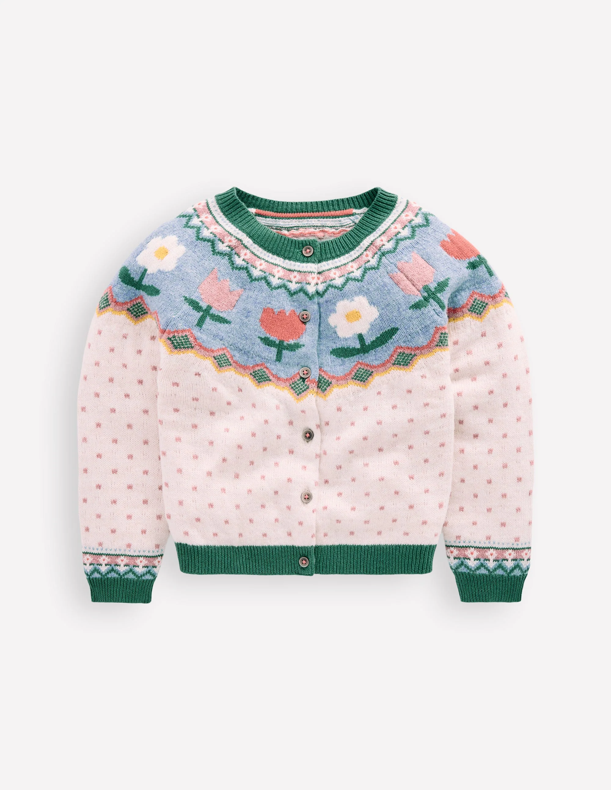 Edie Fair Isle Cardigan-Ecru Marl Spot FLowers - Image 3