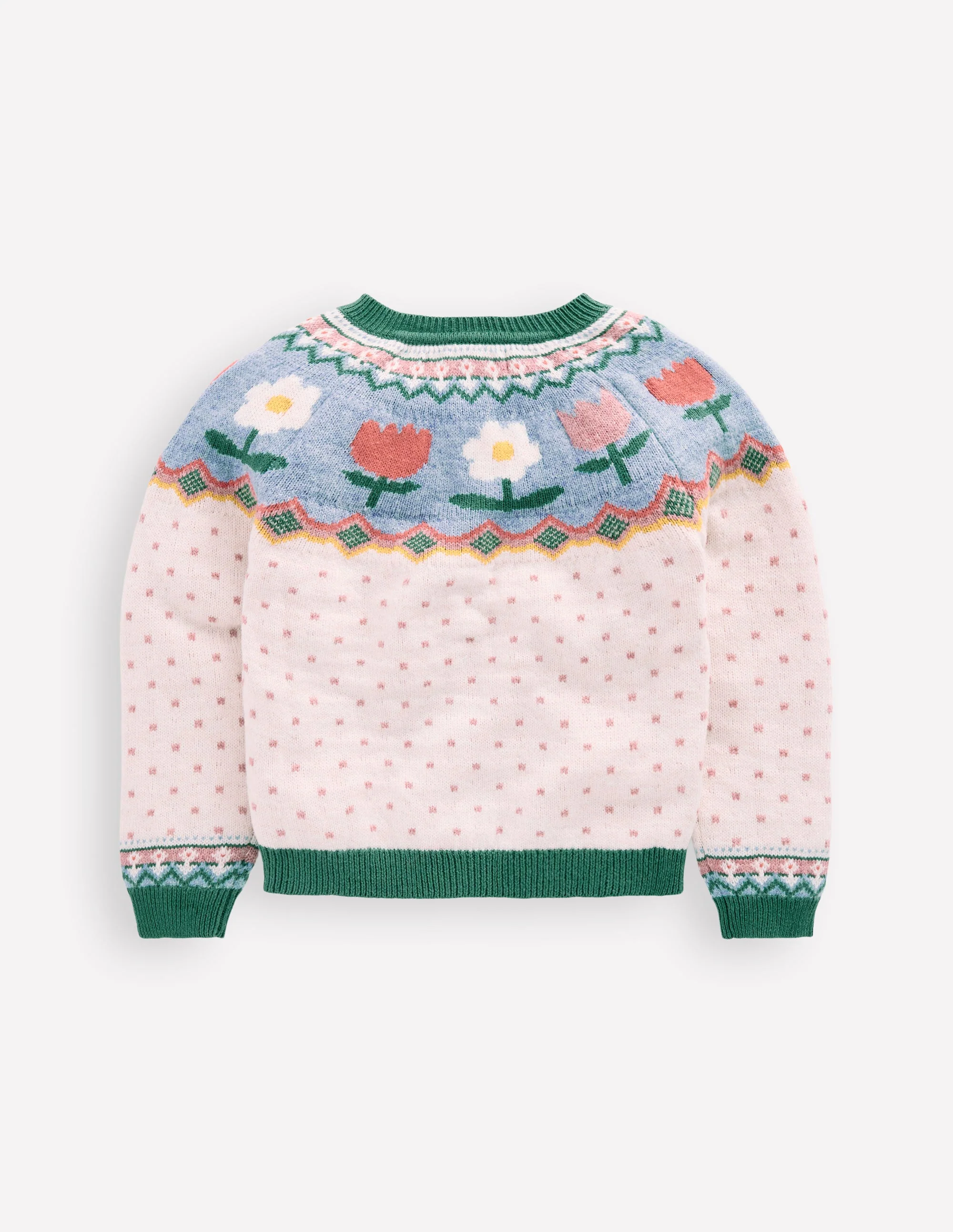 Edie Fair Isle Cardigan-Ecru Marl Spot FLowers - Image 4