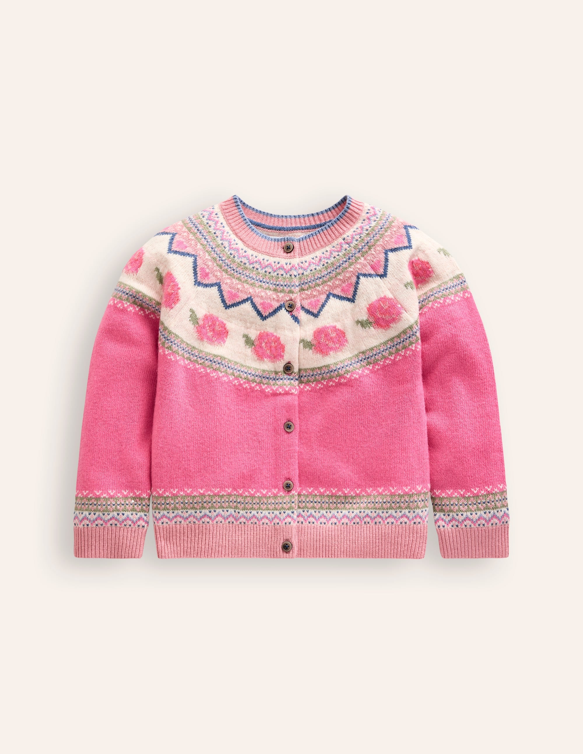 Edie Fair Isle Cardigan-Jam Marl Roses - Image 3