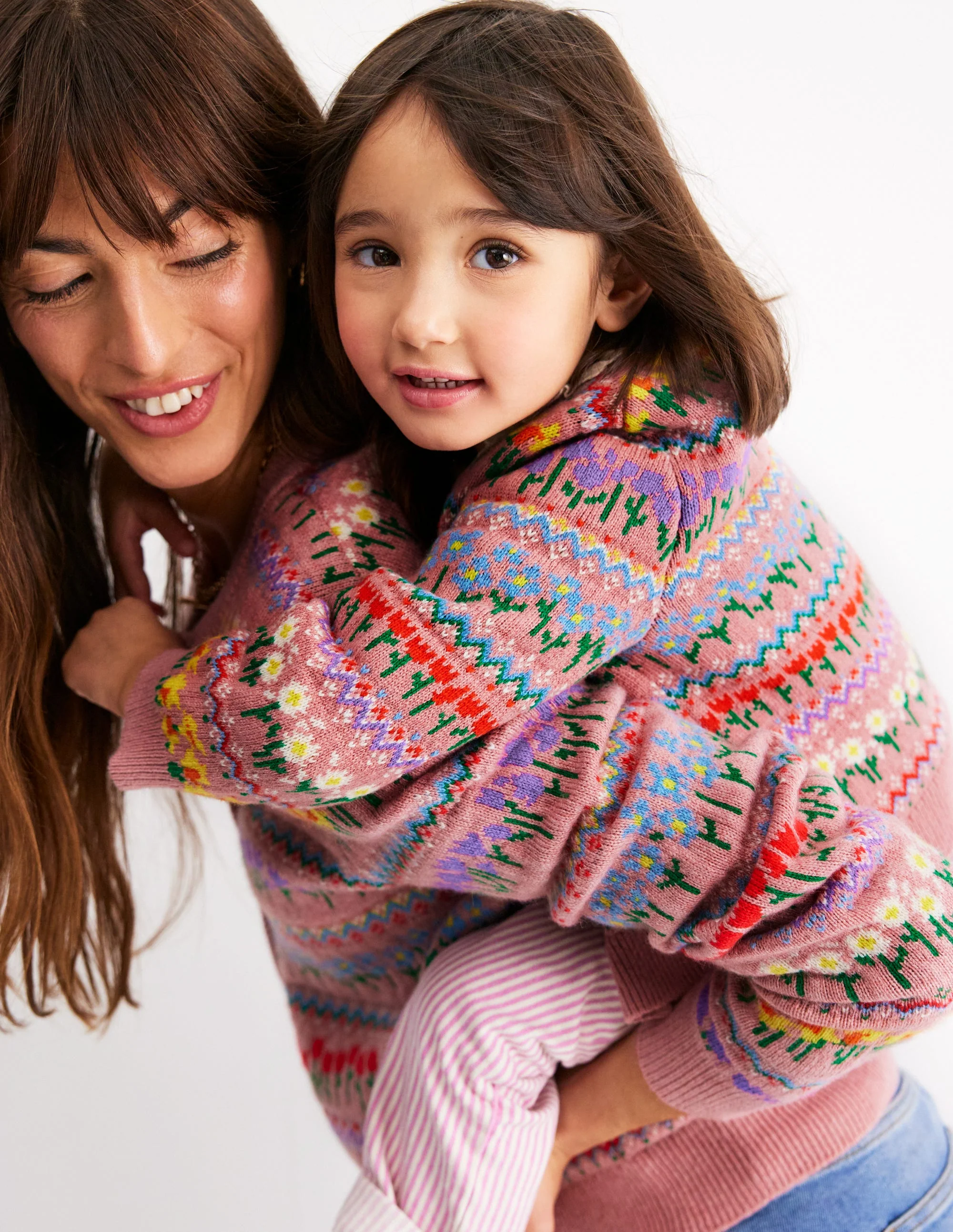Edie Fair Isle Cardigan-Sea Pink Flowers - Image 6