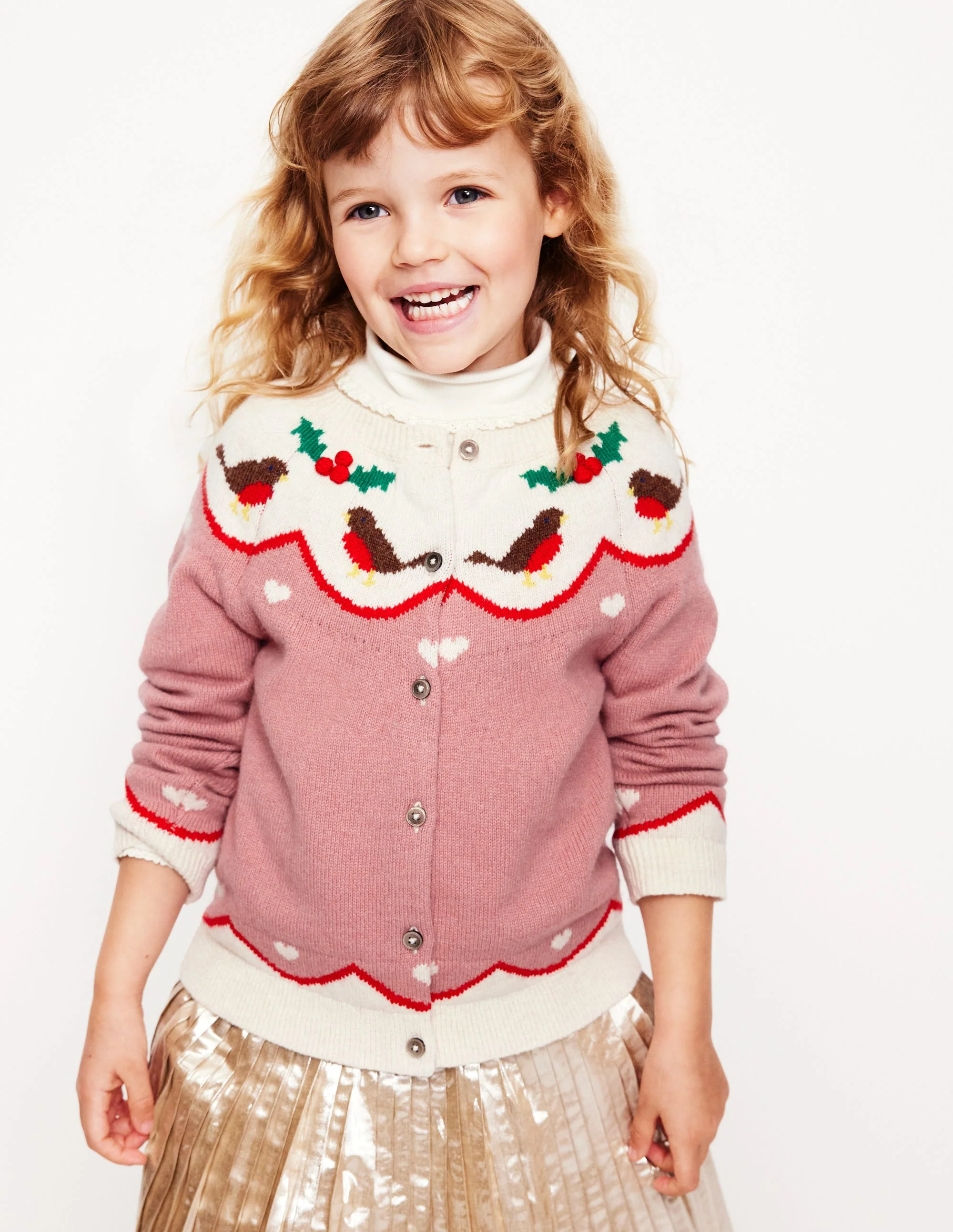 Edie Fair Isle Cardigan-Vintage Pink Robins - Image 6