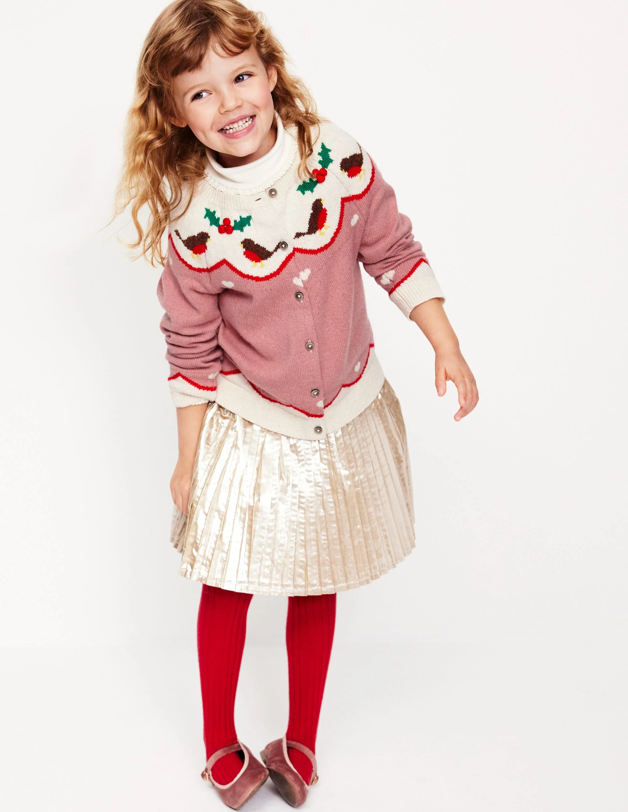 Edie Fair Isle Cardigan-Vintage Pink Robins - Image 7