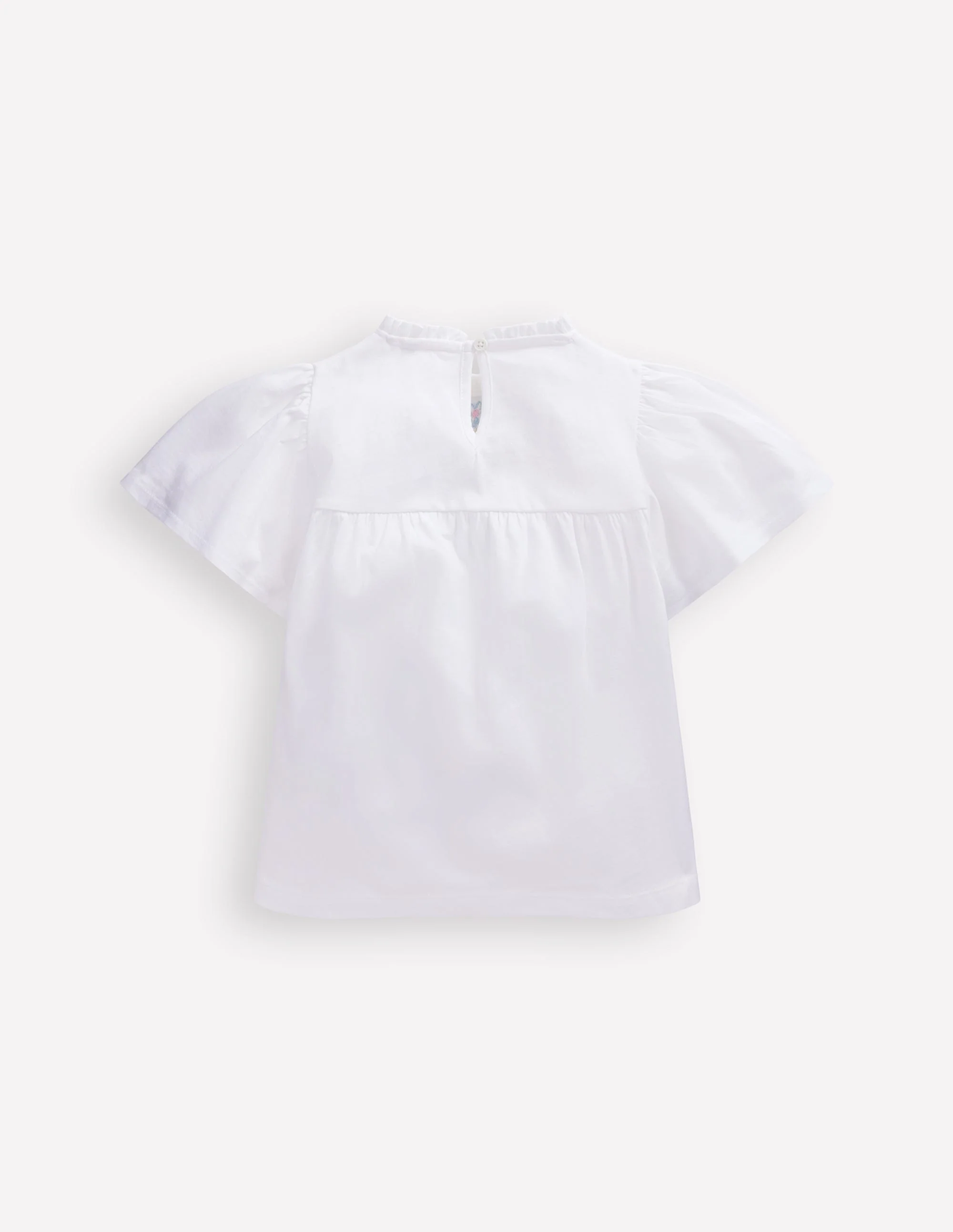 Embroidered Flutter Sleeve Top-White - Image 2