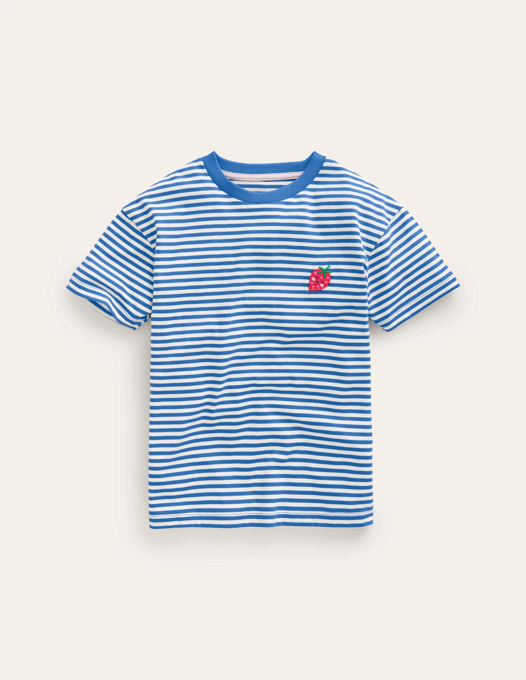 Embroidered Logo T-Shirt-Blue Heron/Ivory Strawberry