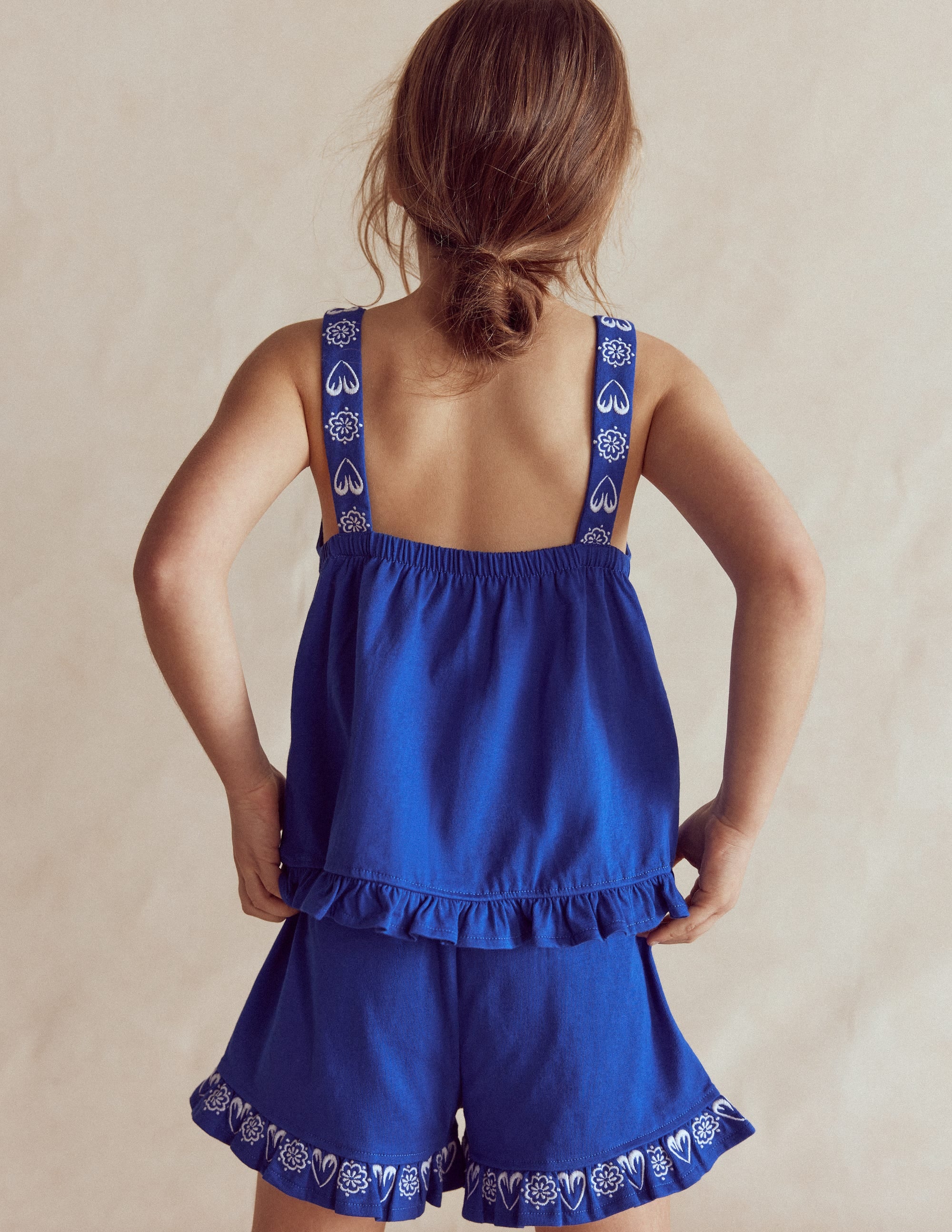 Embroidered Peplum Top-Bright Blue Embroidery - Image 2