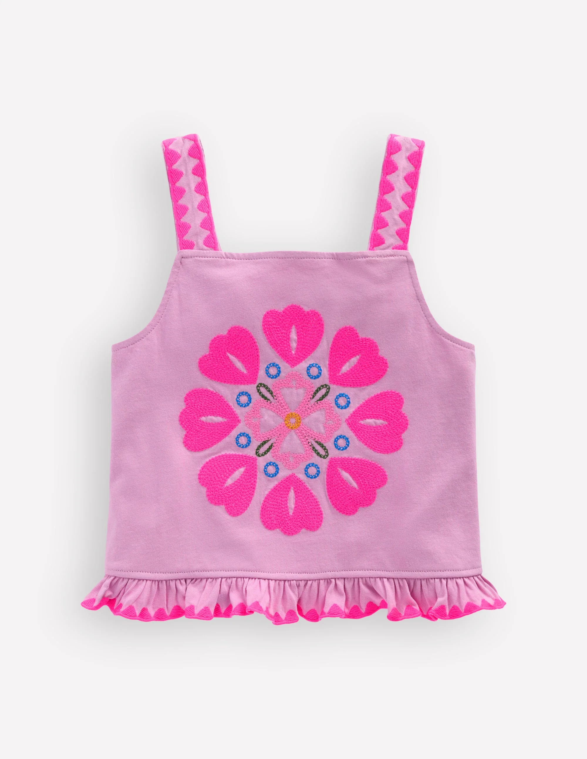 Embroidered Peplum Top-Pink Punch Embroidery - Image 2