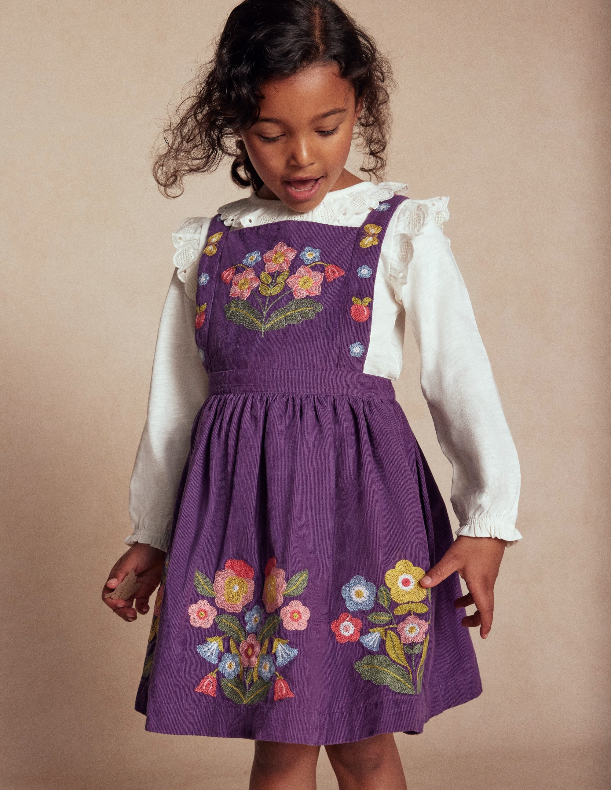 Embroidered Pinafore Dress-Mystic Purple Embroidery - Image 4