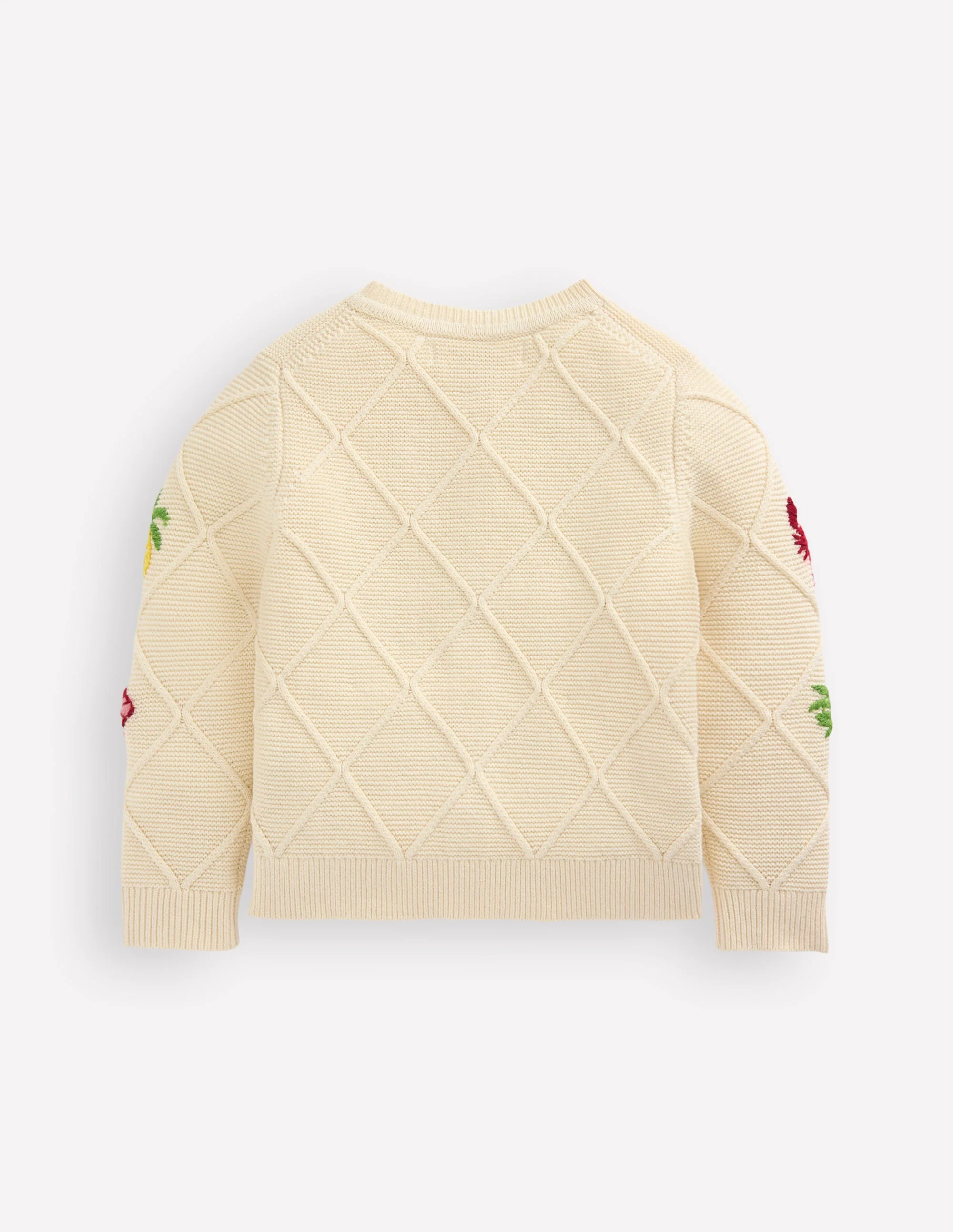 Embroidered Pointelle Cardigan-Ecru Tropical Tile - Image 6