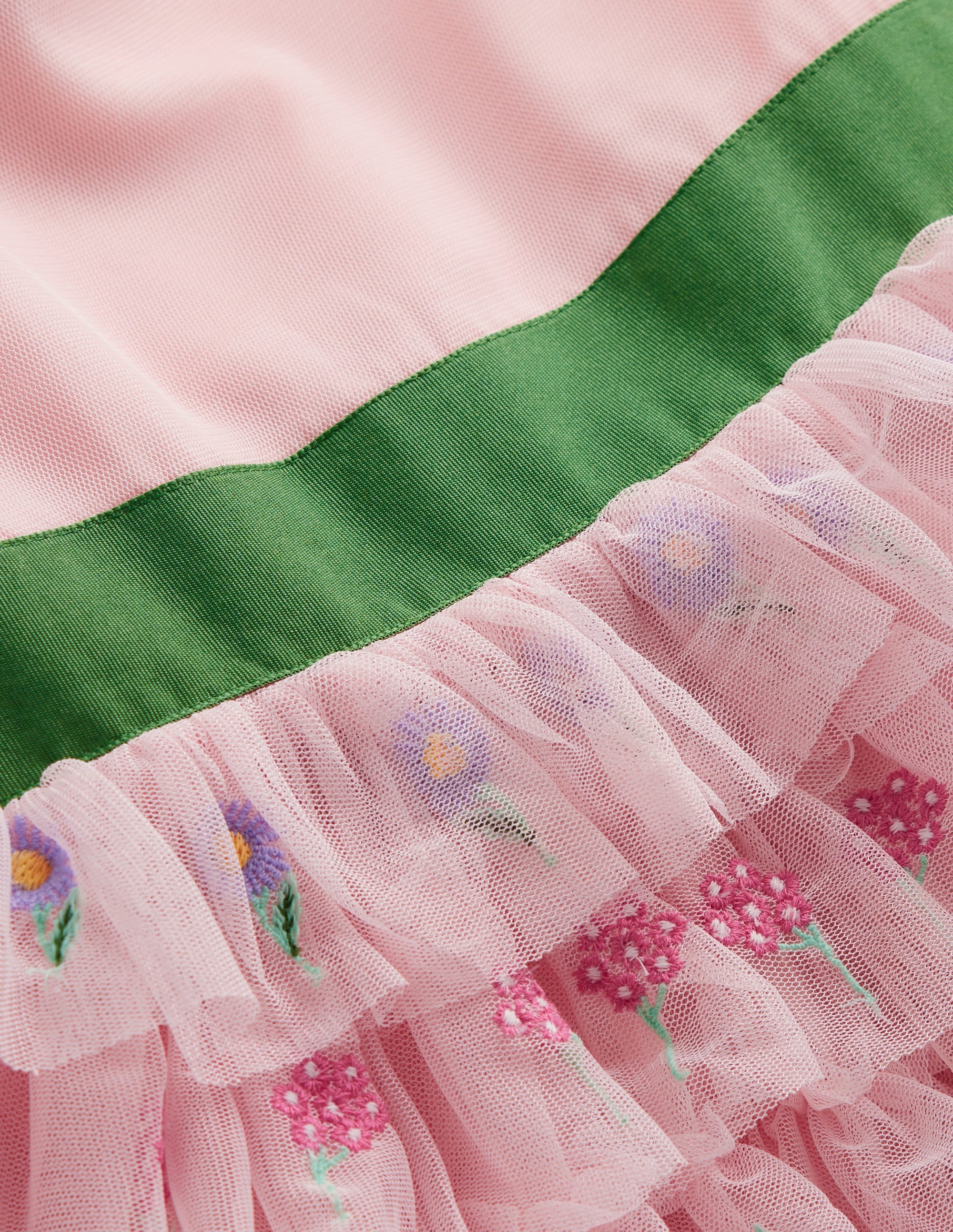 Embroidered Tulle Dress-Chalk Pink Flowers - Image 3