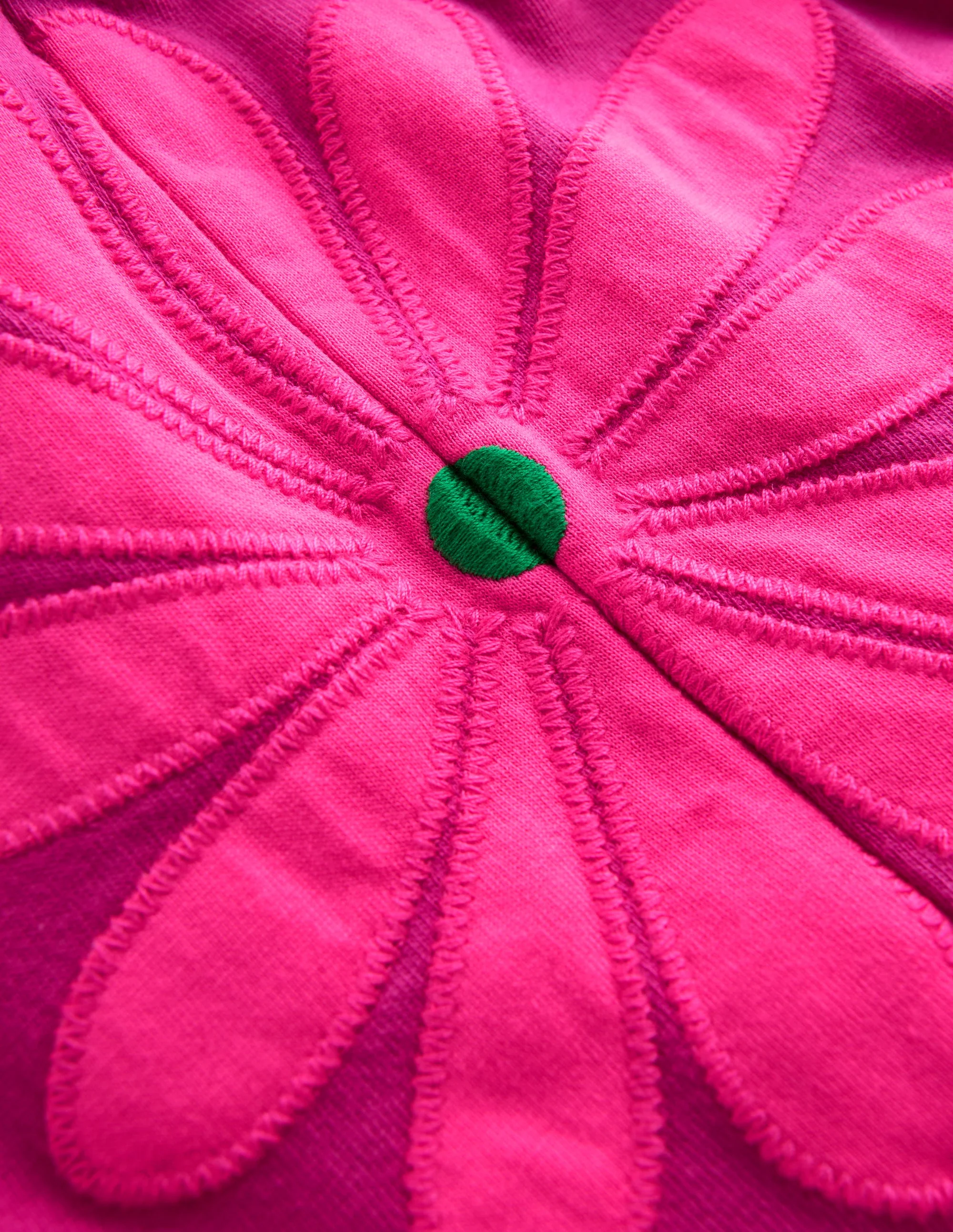 Enola Appliqué Jersey Dress-Raspberry Pink Giant Daisy - Image 3