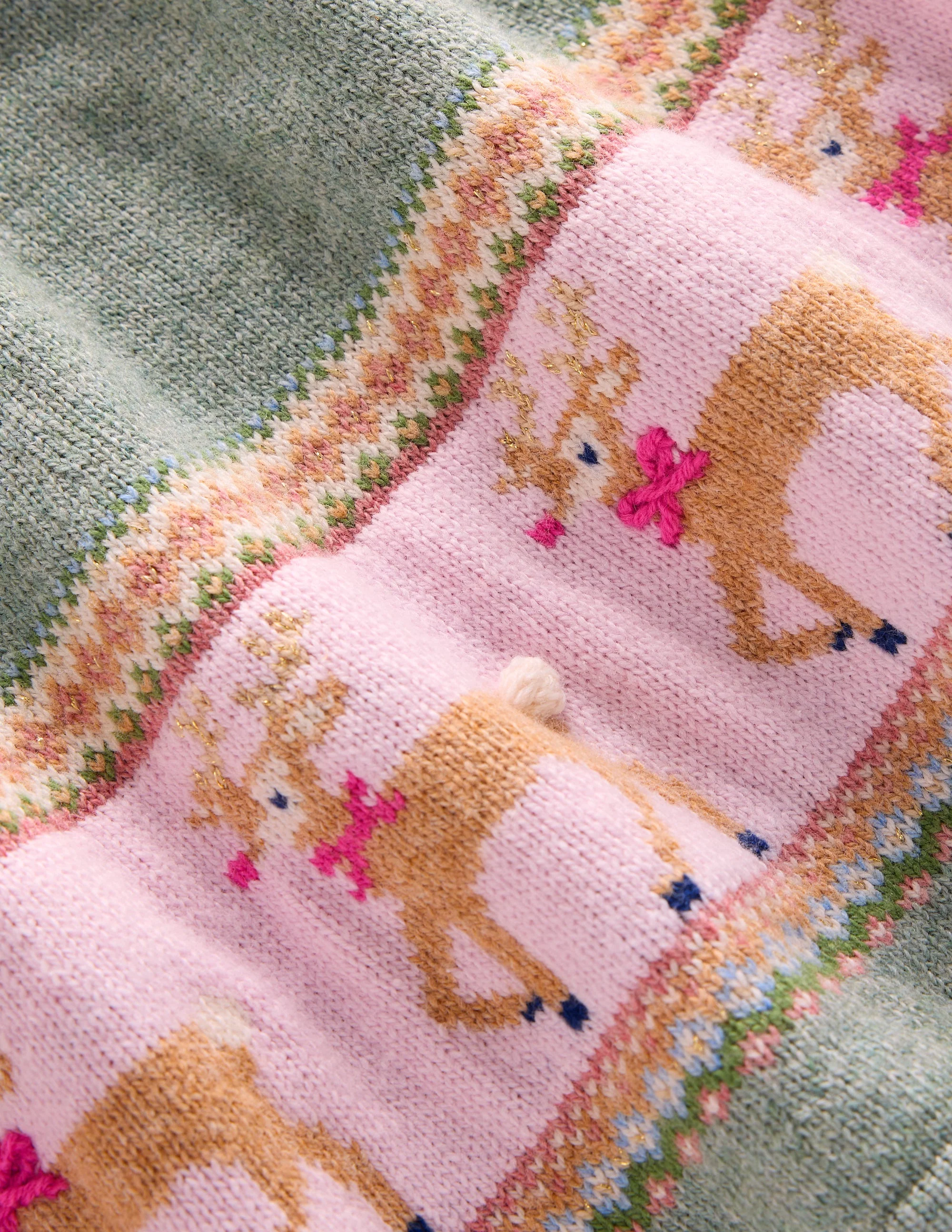 Fair Isle Knitted Dress-Eucalyptus Reindeer Fair Isle - Image 3