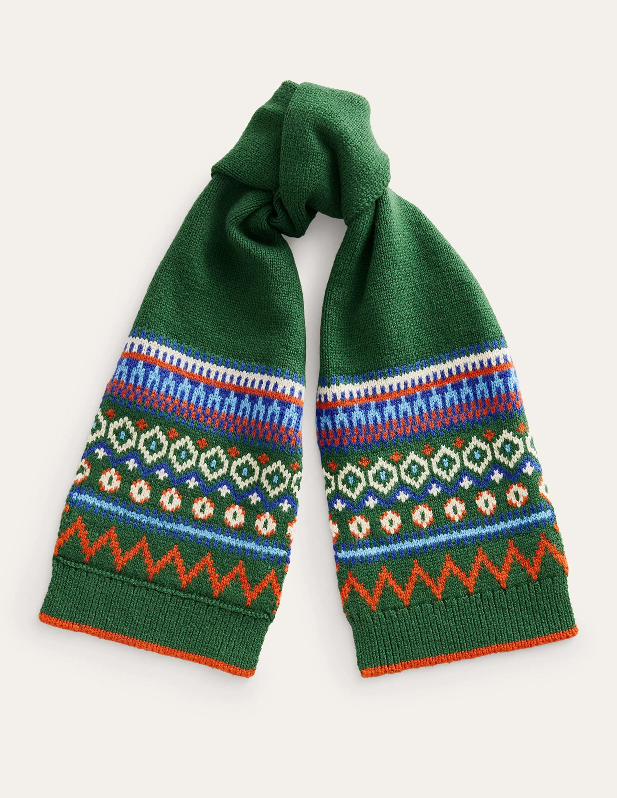 Fair Isle Knitted Scarf-Monster Green - Image 3