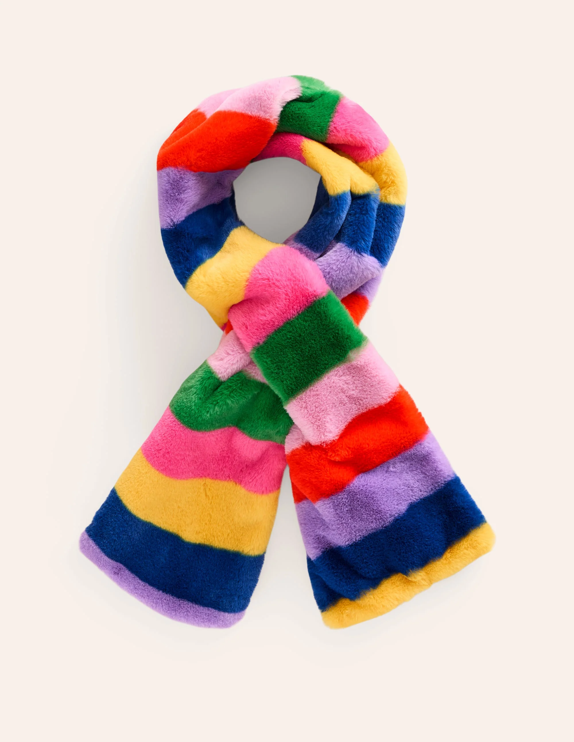 Faux Fur Scarf-Rainbow Fur Stripe - Image 3