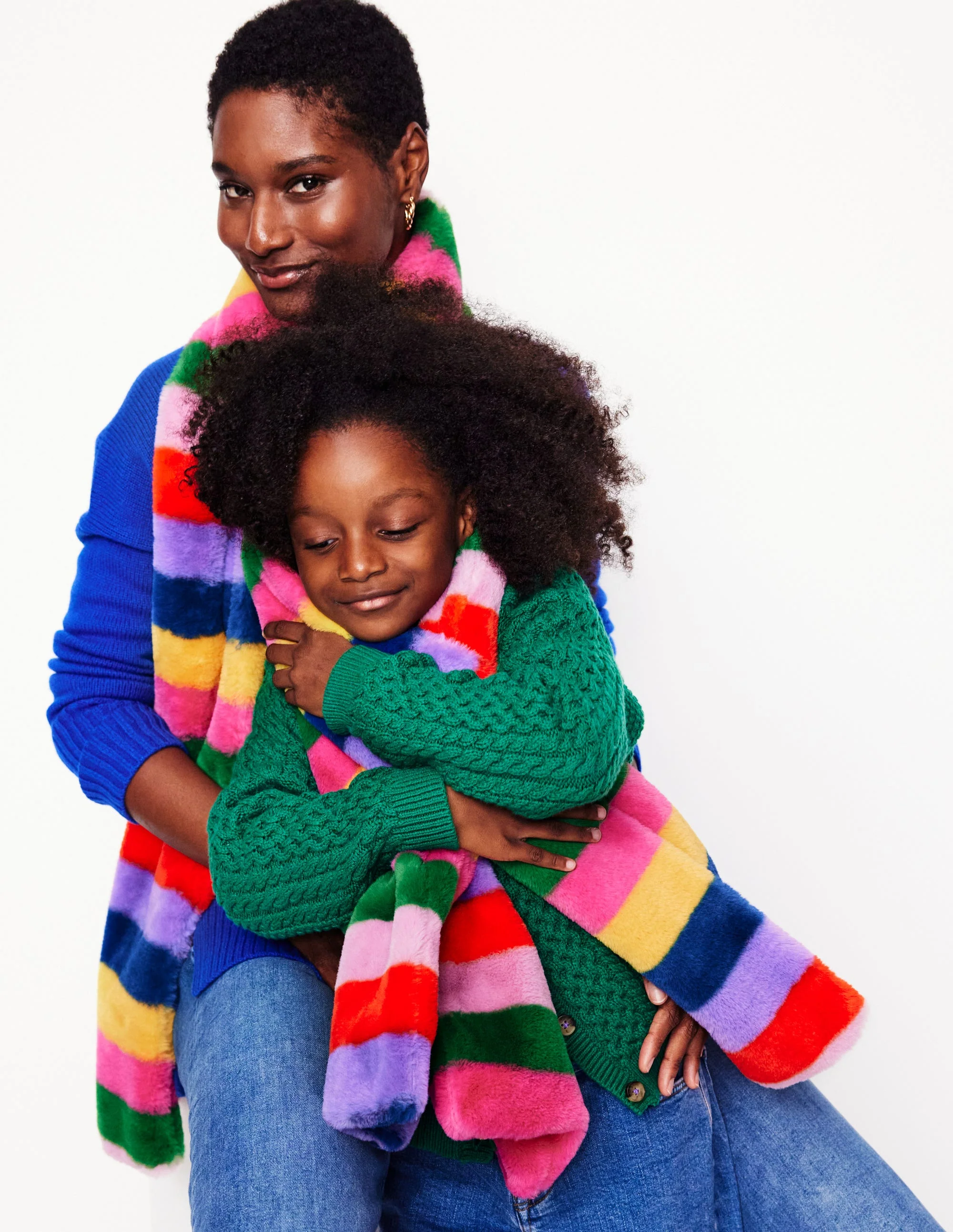 Faux Fur Scarf-Rainbow Fur Stripe - Image 4