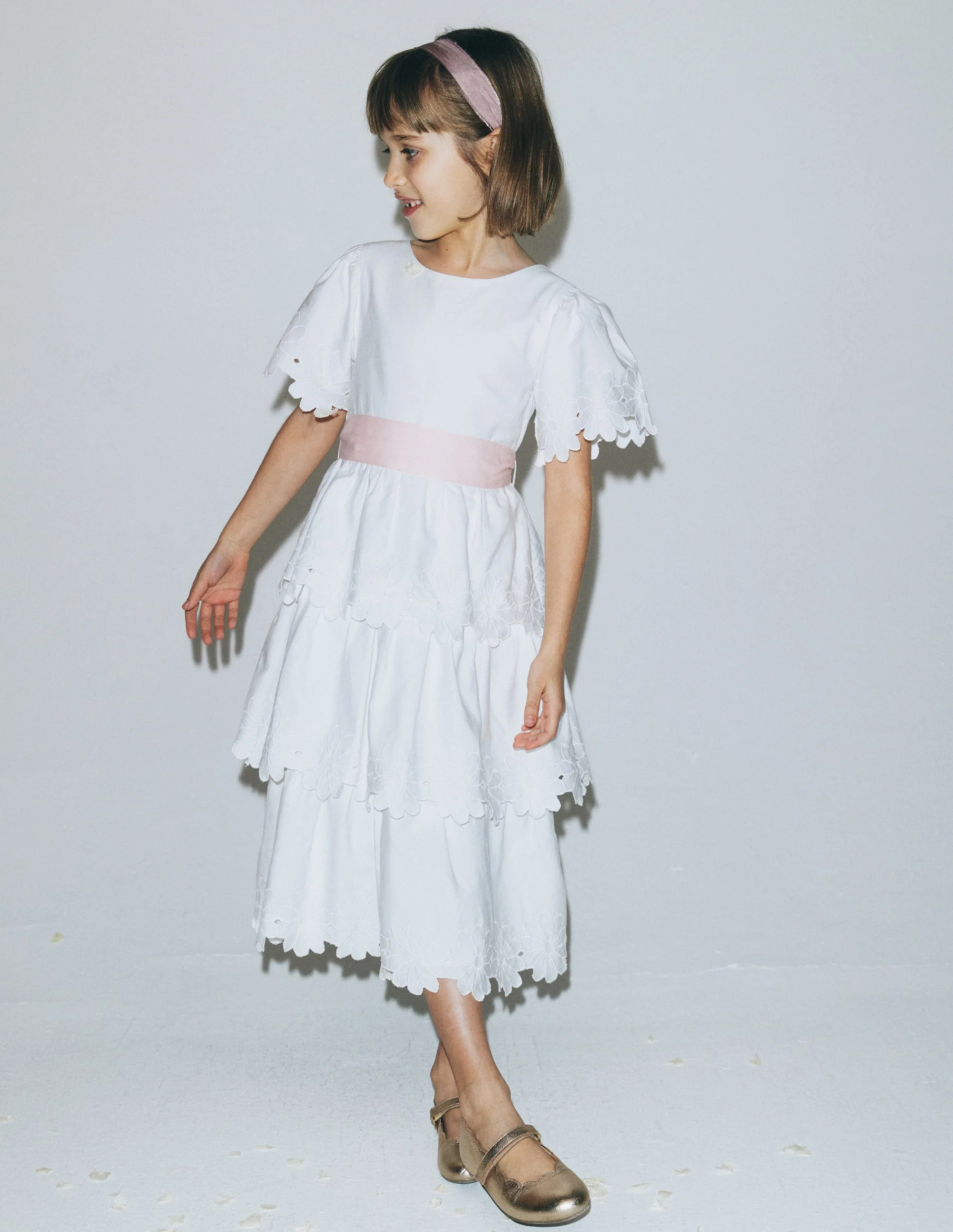 Flower Hem Occasion Dress-Soft Ivory