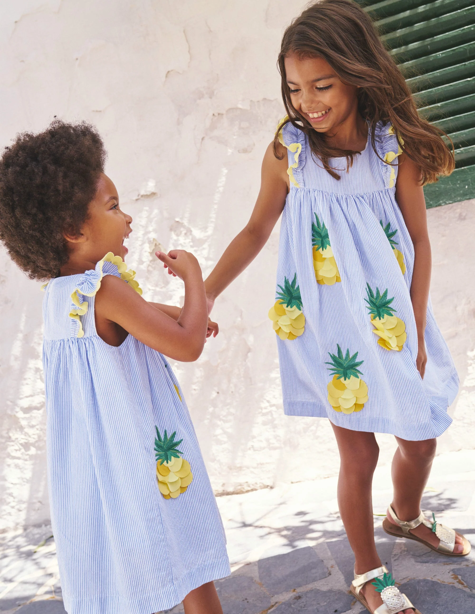 Flutter Fruit Dress-Surf blue/ Ivory Pineapple - Image 4