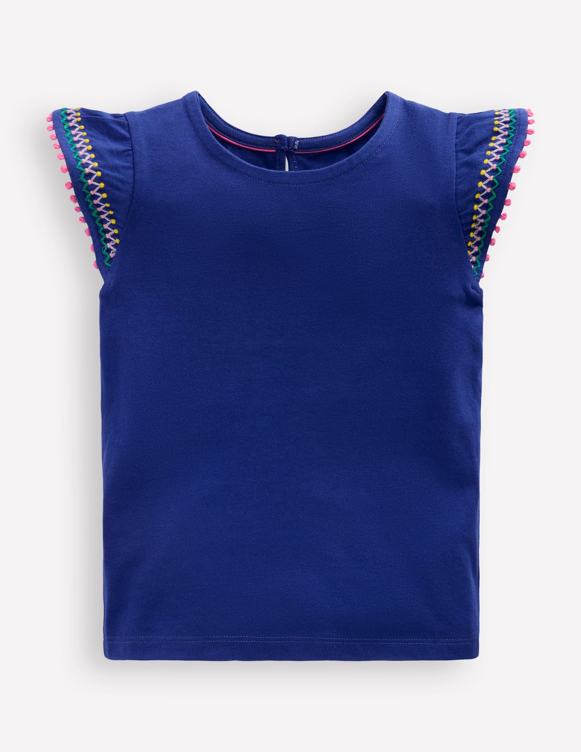 Flutter Sleeve Trim Top-Starboard Blue