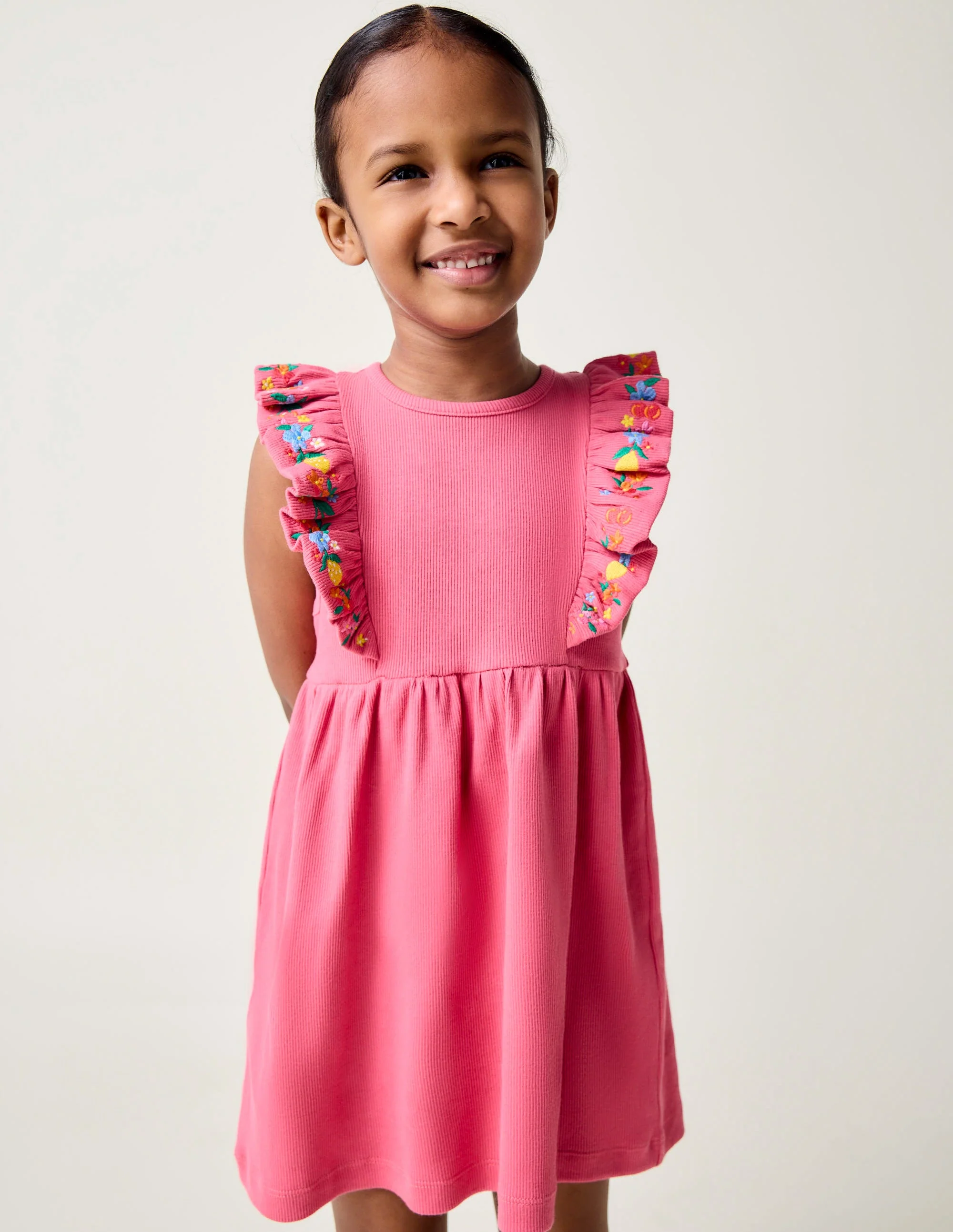 Frieda Embroidered Dress-Rose Petal Pink