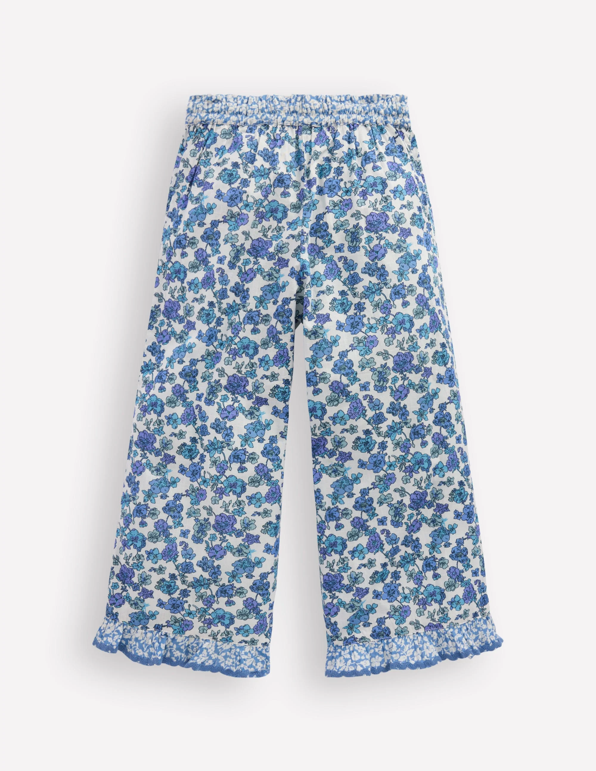 Frill Hem Pants-Blue Floral Hotch Potch - Image 3
