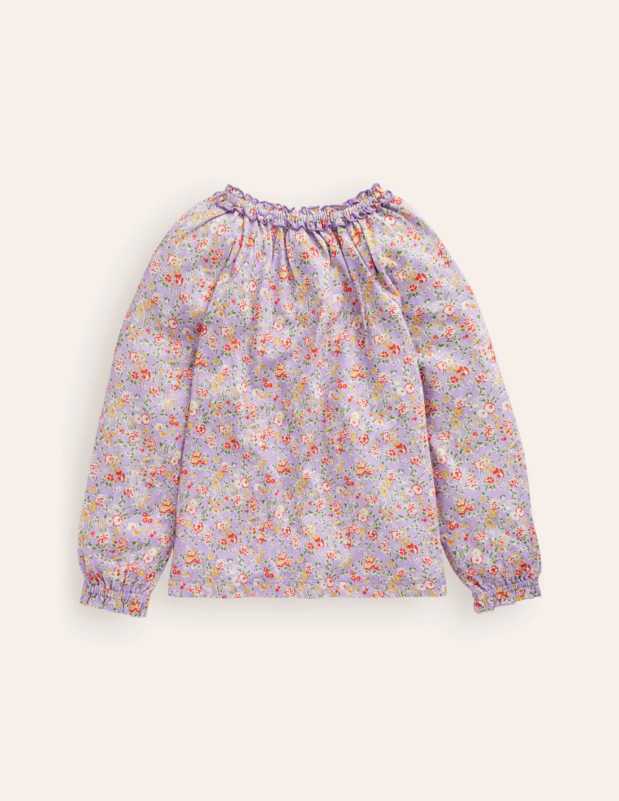 Frill Neck Jersey Blouse-Lilac Vintage Floral - Image 2