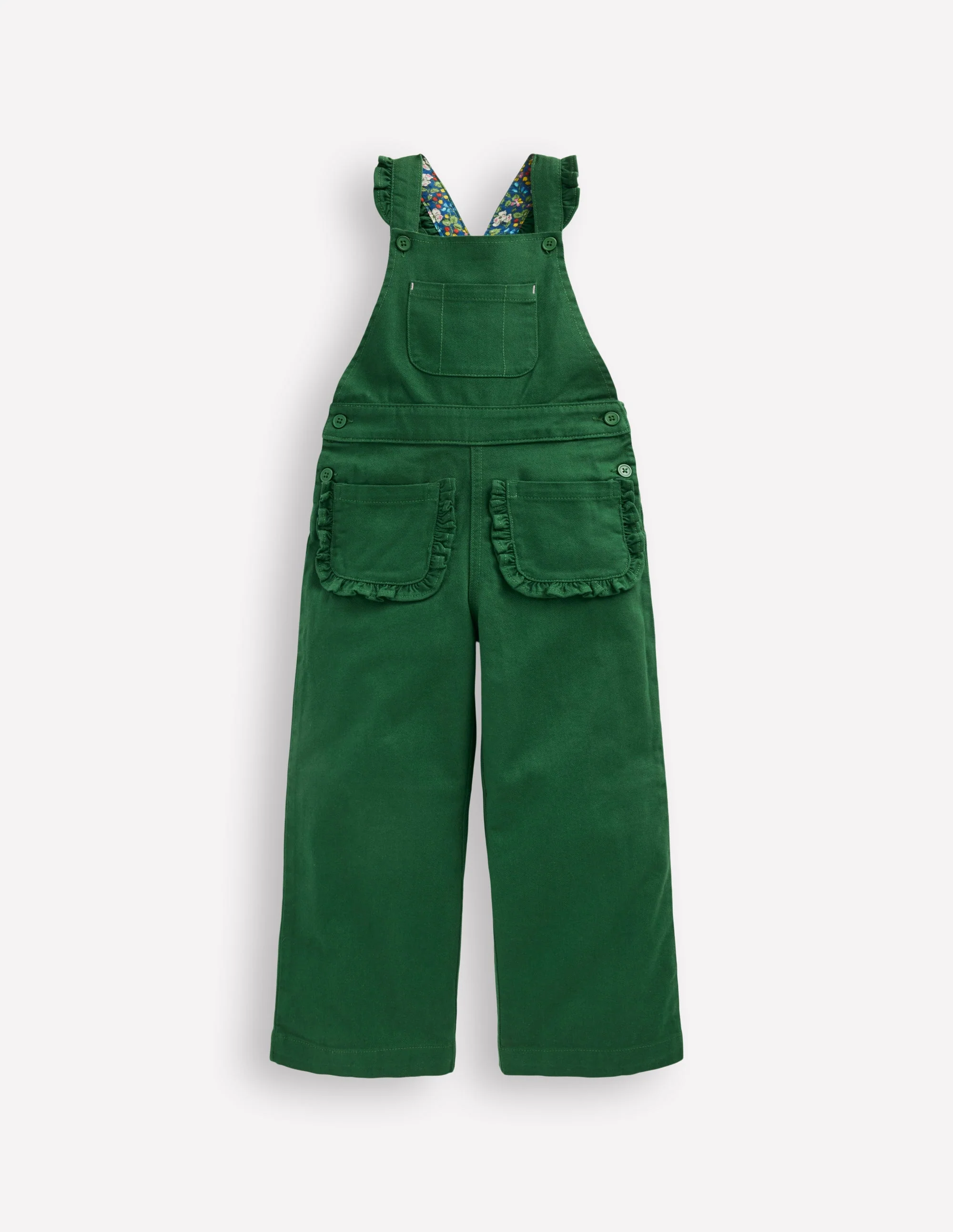 Frill Overalls-Pine Green
