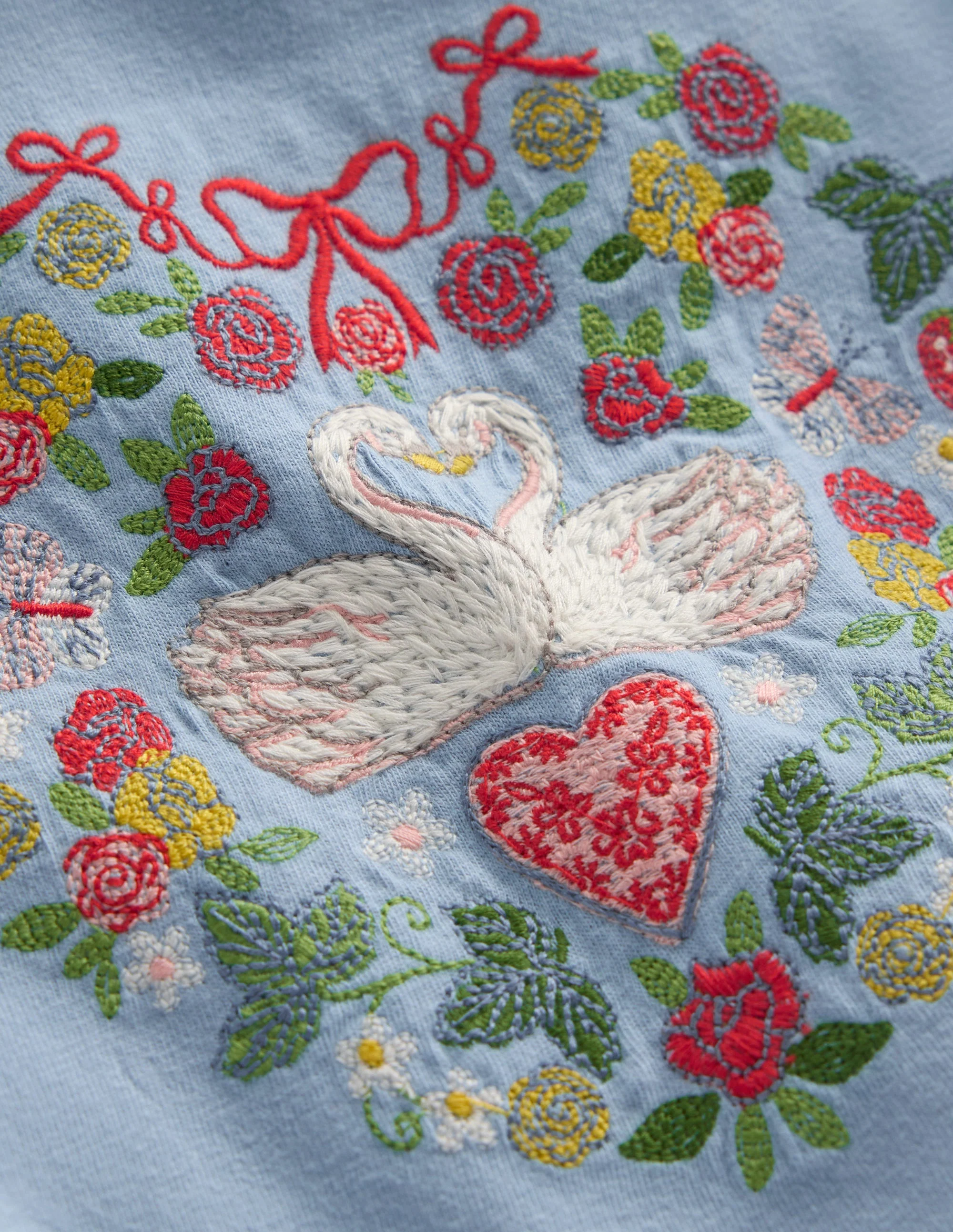 Frill Sleeve Appliqué T-shirt-Blue Lovebirds - Image 3