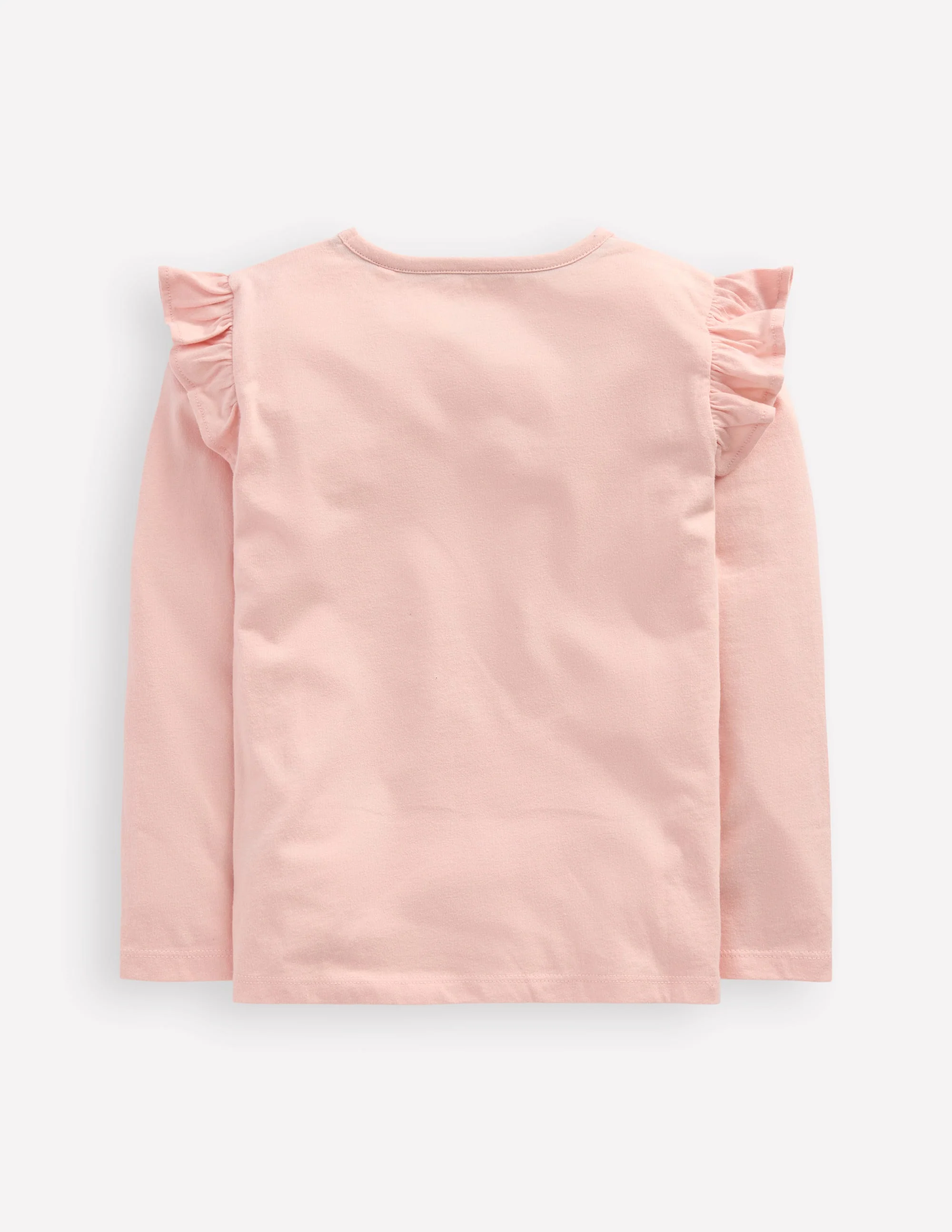 Frill Sleeve Appliqué T-shirt-Chalk Pink Christmas Tree - Image 2