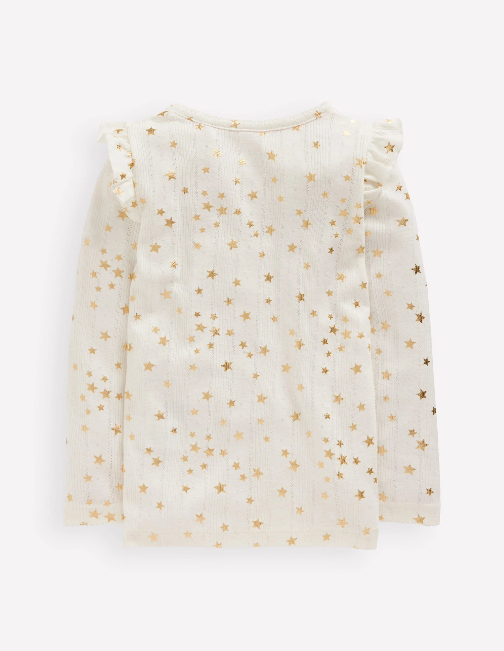 Frill Sleeve Pointelle Top-Soft Ivory - Image 2