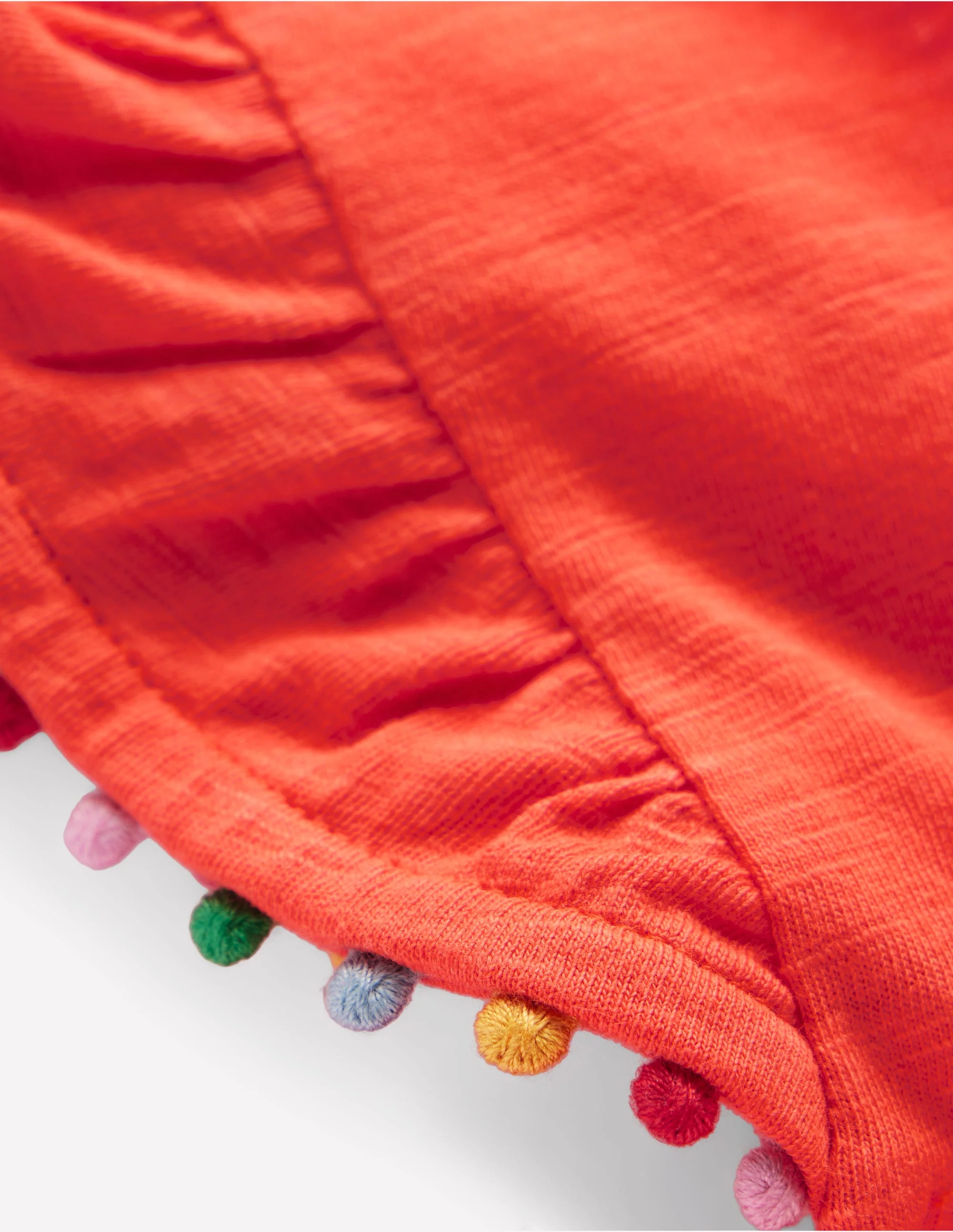 Frill Sleeve Pom Top-Coral Orange - Image 3