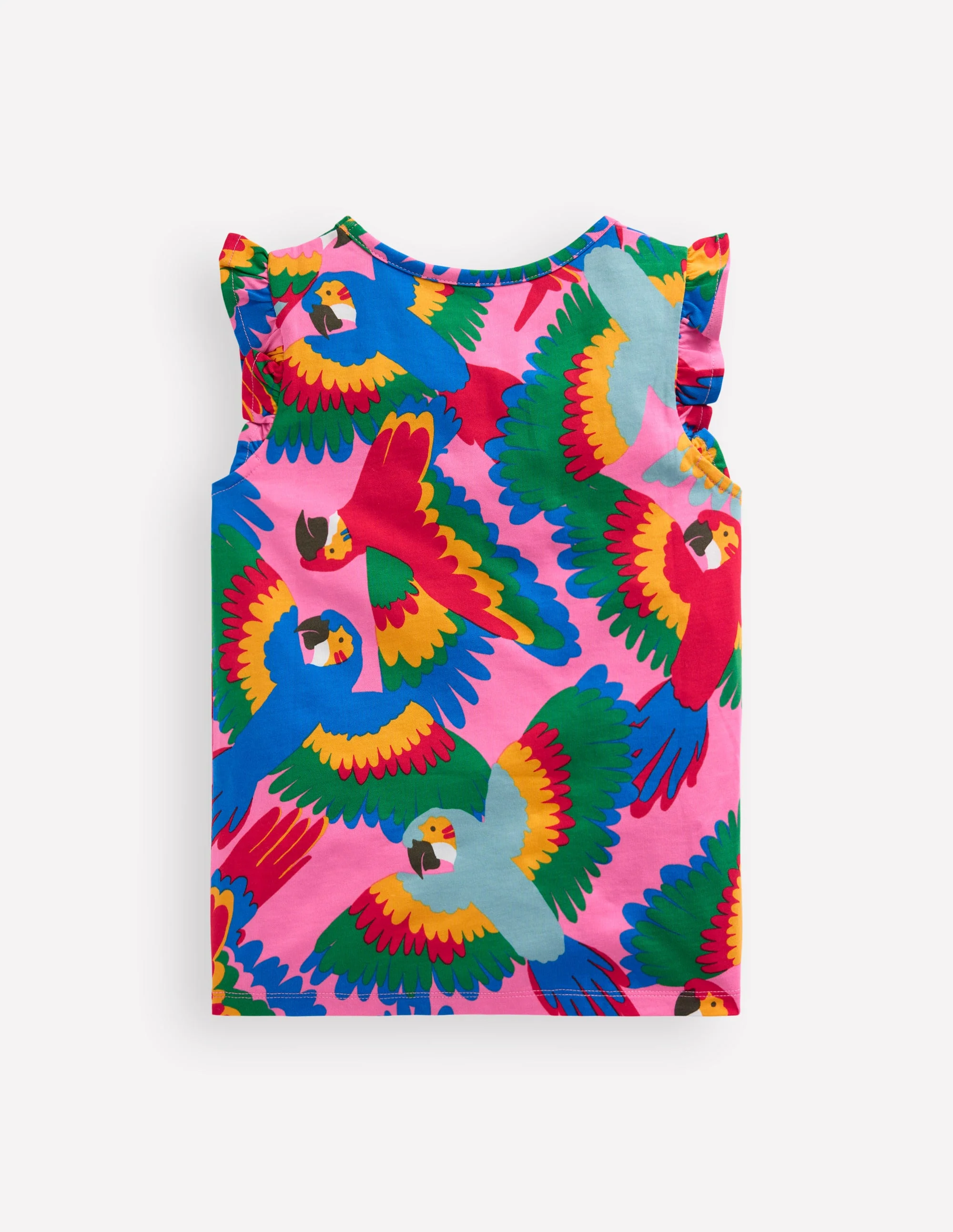 Frill Sleeve Printed Tee-Multi Rainbow Parrot - Image 2