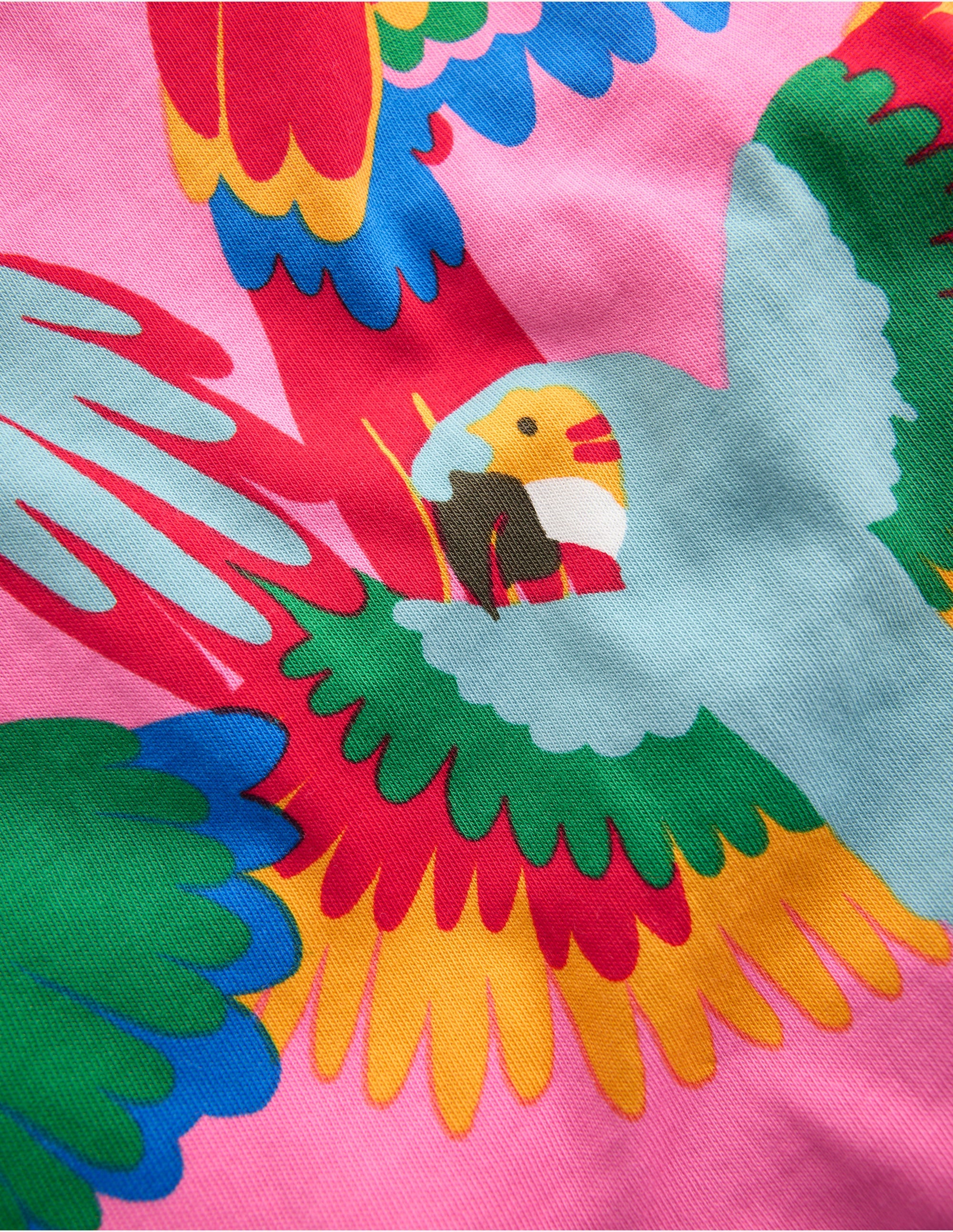 Frill Sleeve Printed Tee-Multi Rainbow Parrot - Image 3