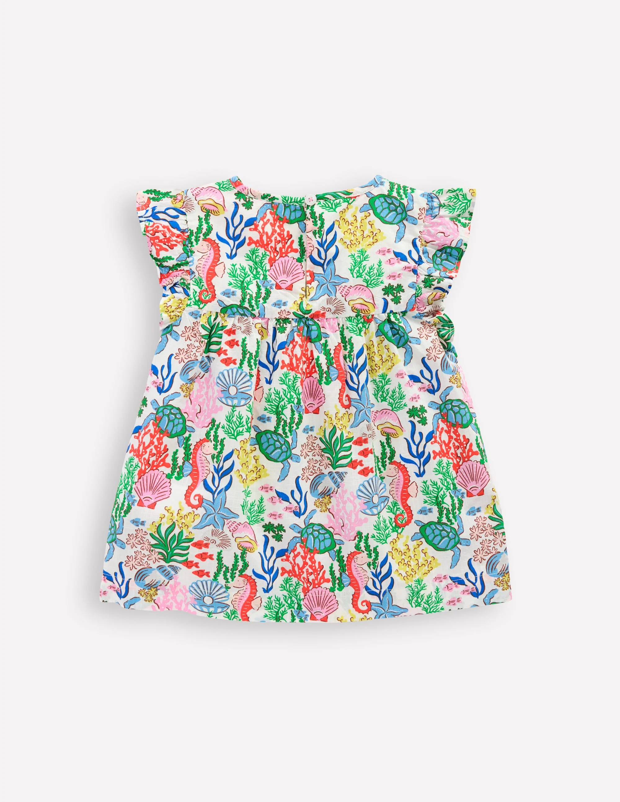 Frill Sleeve Woven Top-Multi Coral Cove - Image 2