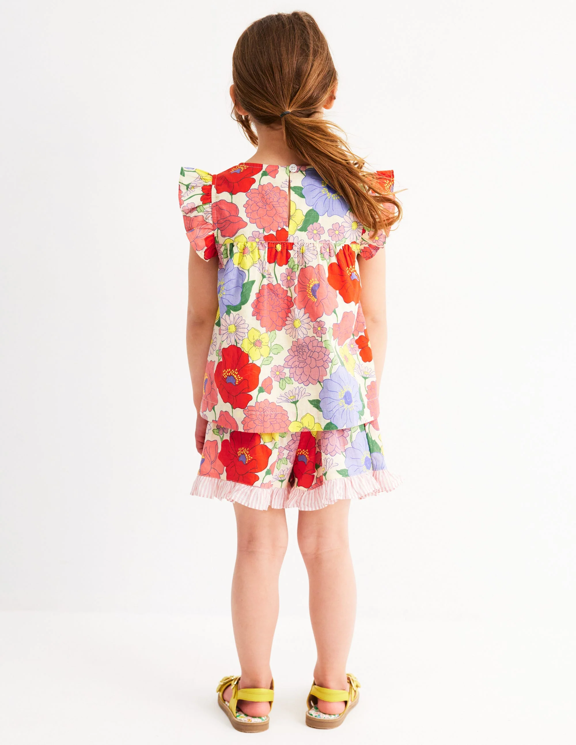 Frill Sleeve Woven Top-Multi Summer Garden - Image 2