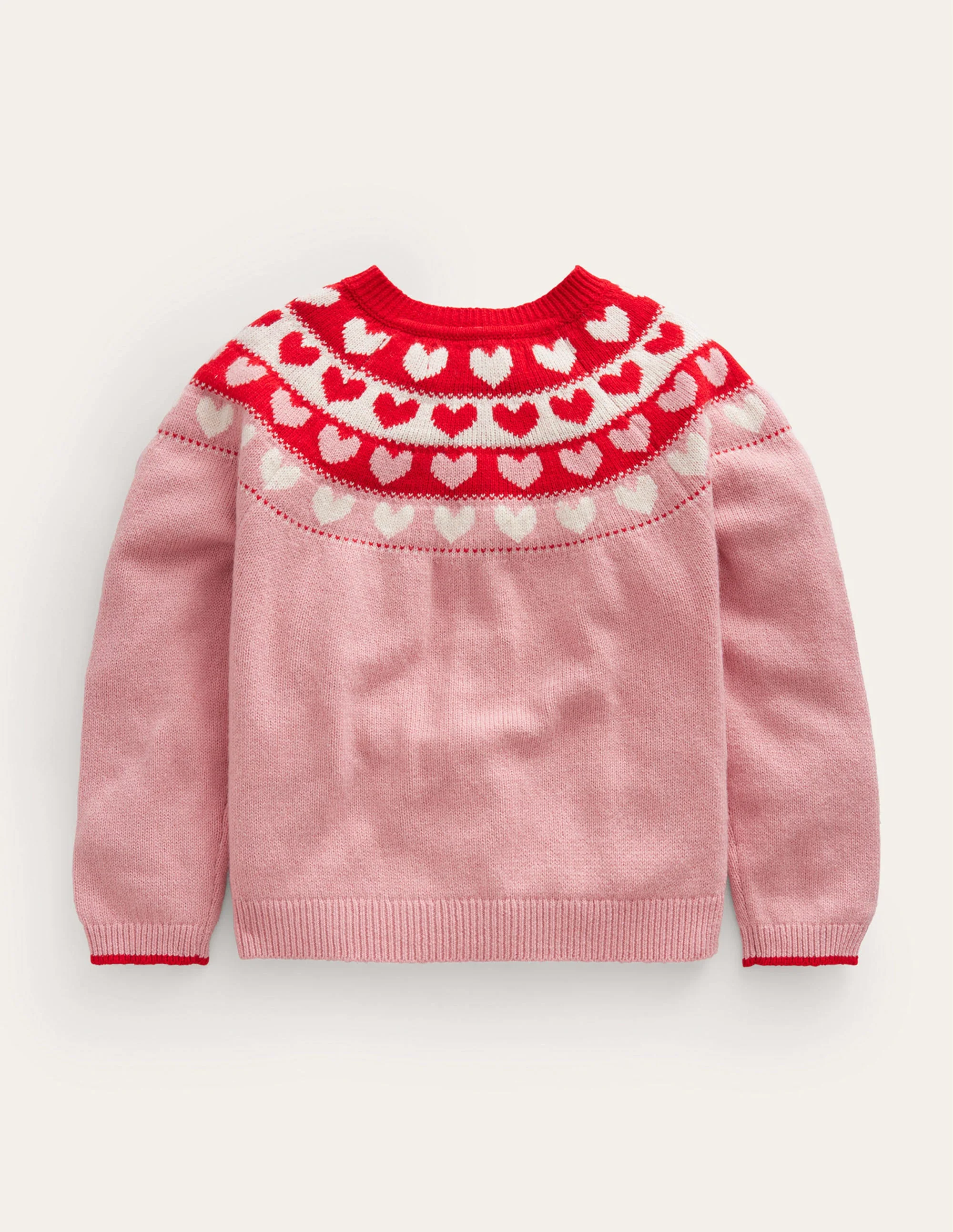 Fun Fair Isle Cardigan-Almond Pink Hearts - Image 2
