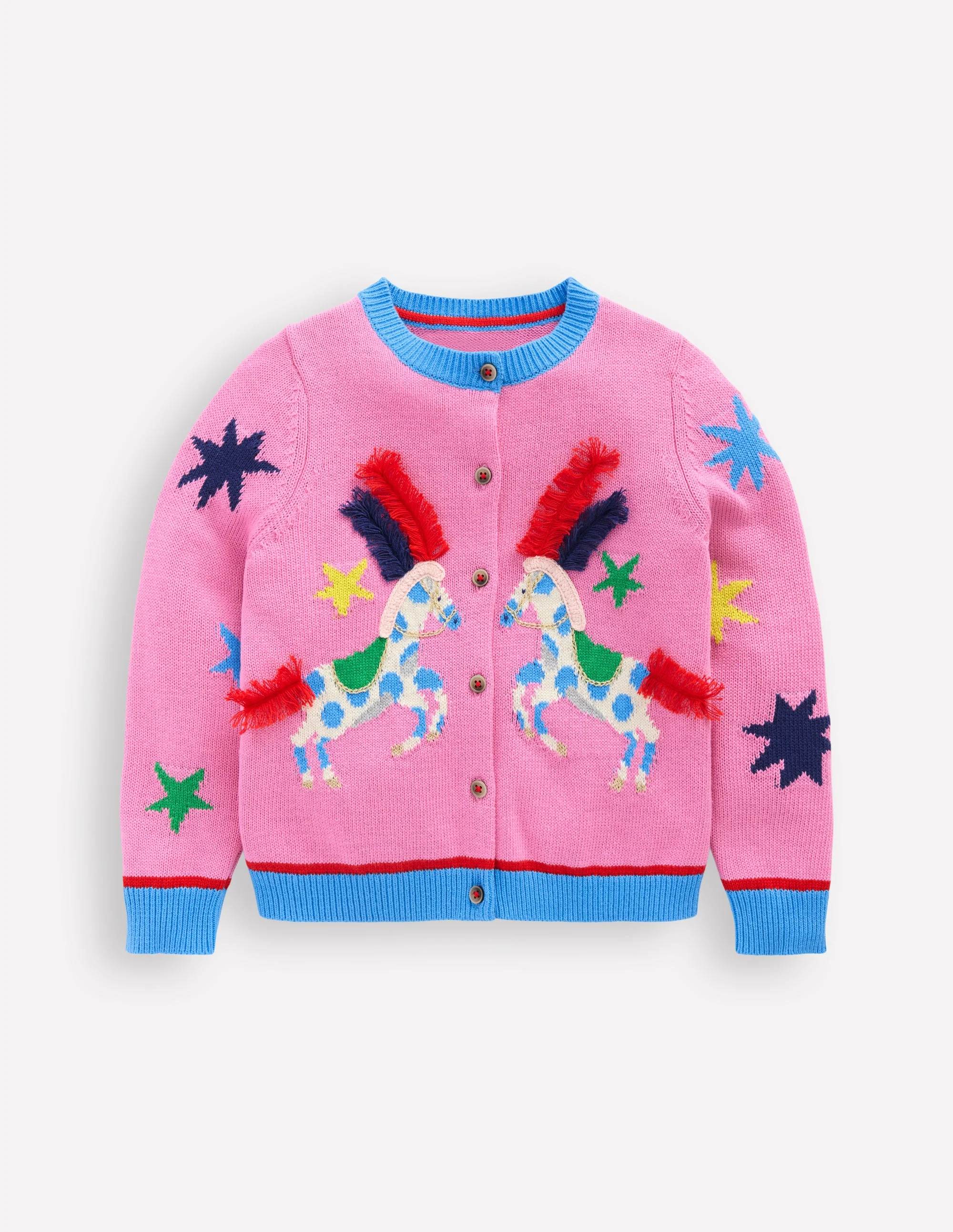 Fun Frill Logo Cardigan-Vintage Mauve Circus Horses