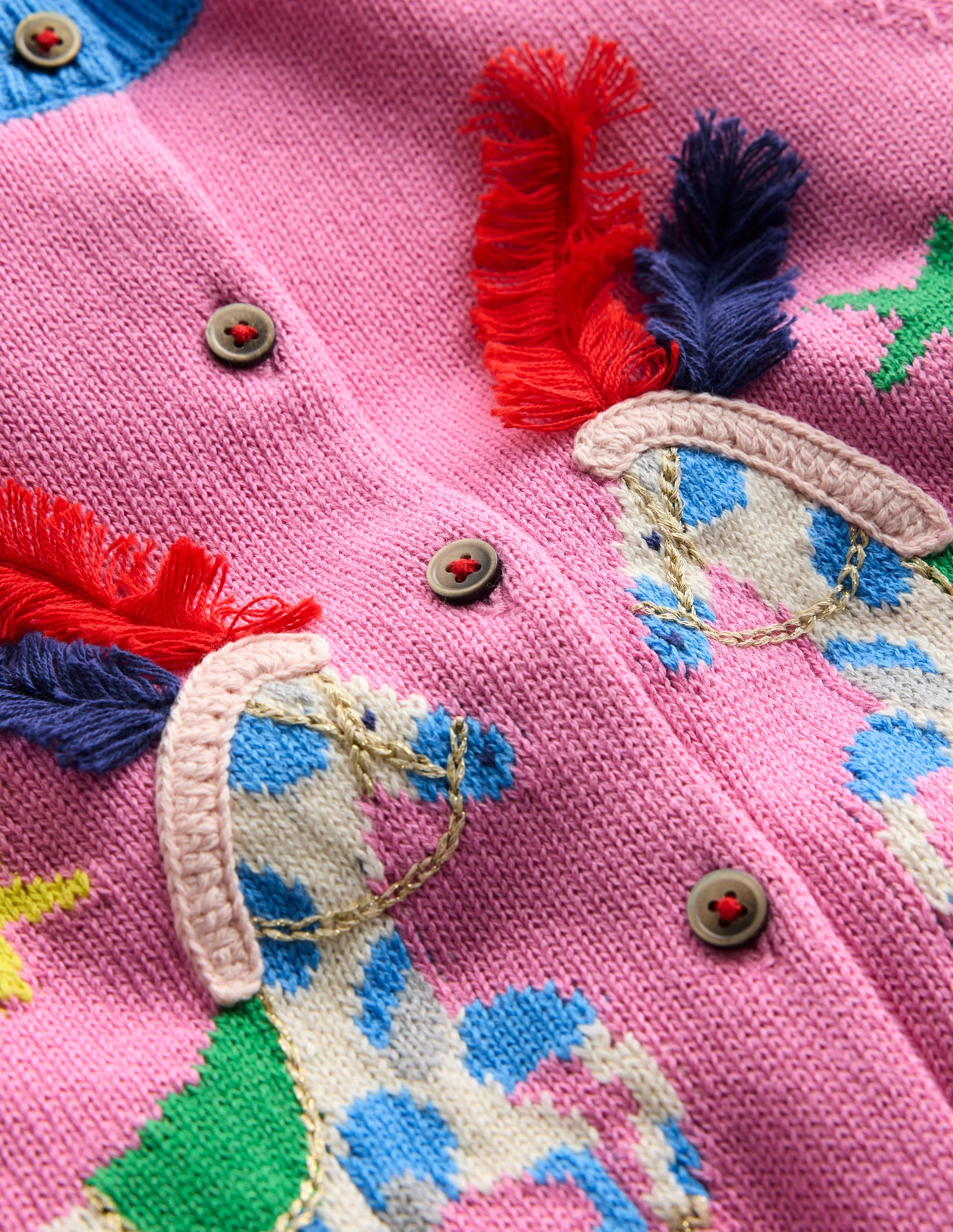 Fun Frill Logo Cardigan-Vintage Mauve Circus Horses - Image 3