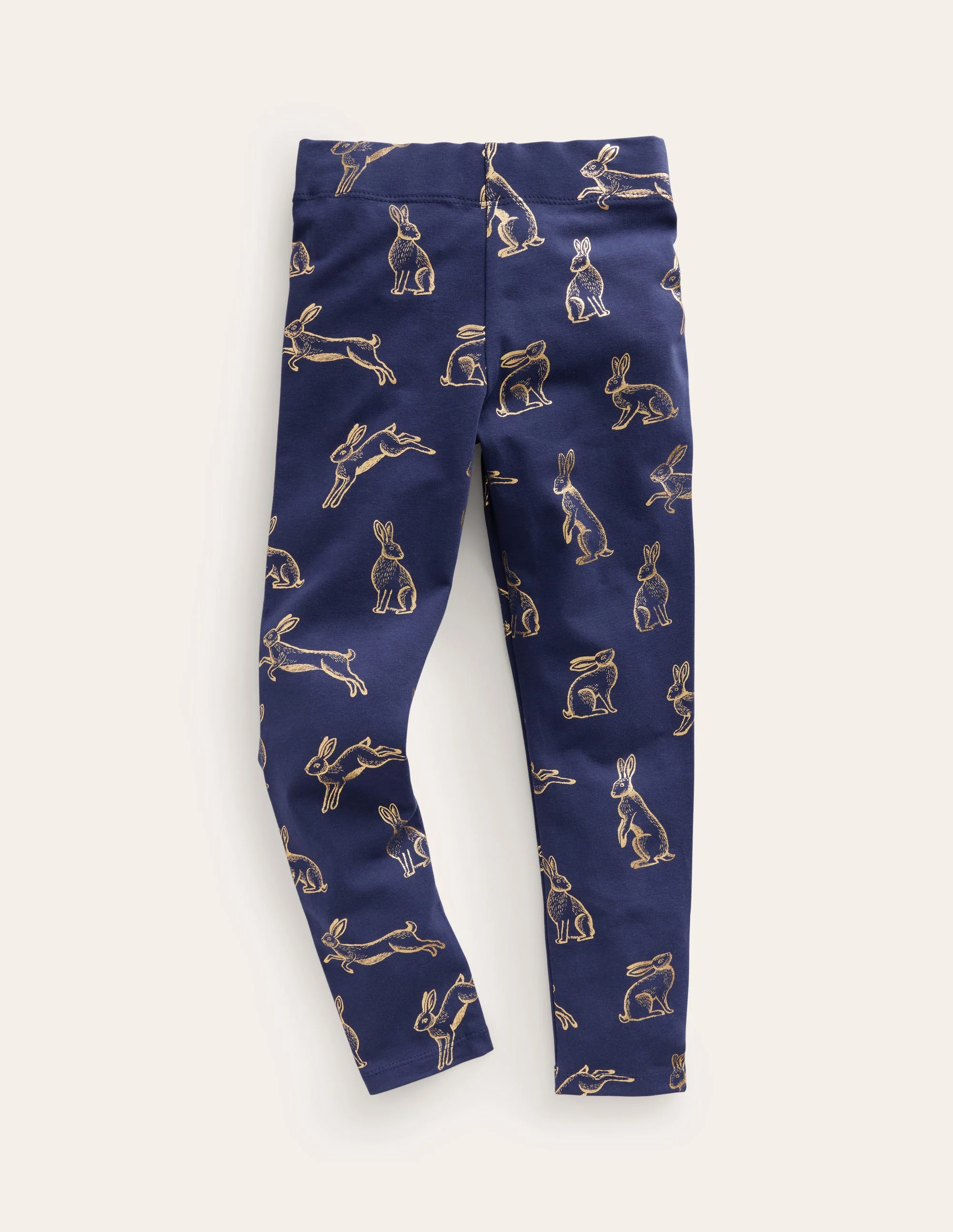 Fun Leggings-College Navy Foil Bunnies