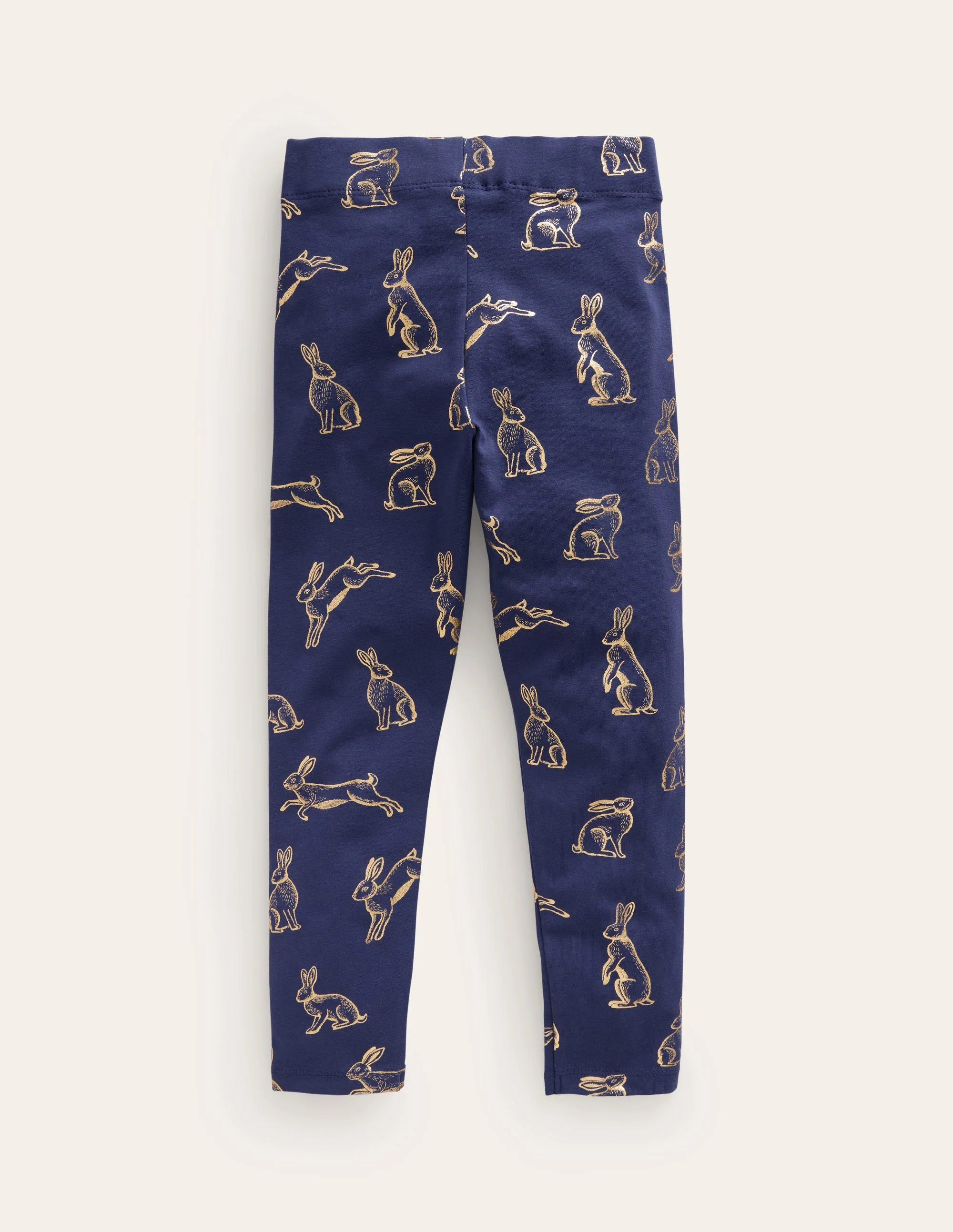 Fun Leggings-College Navy Foil Bunnies - Image 2