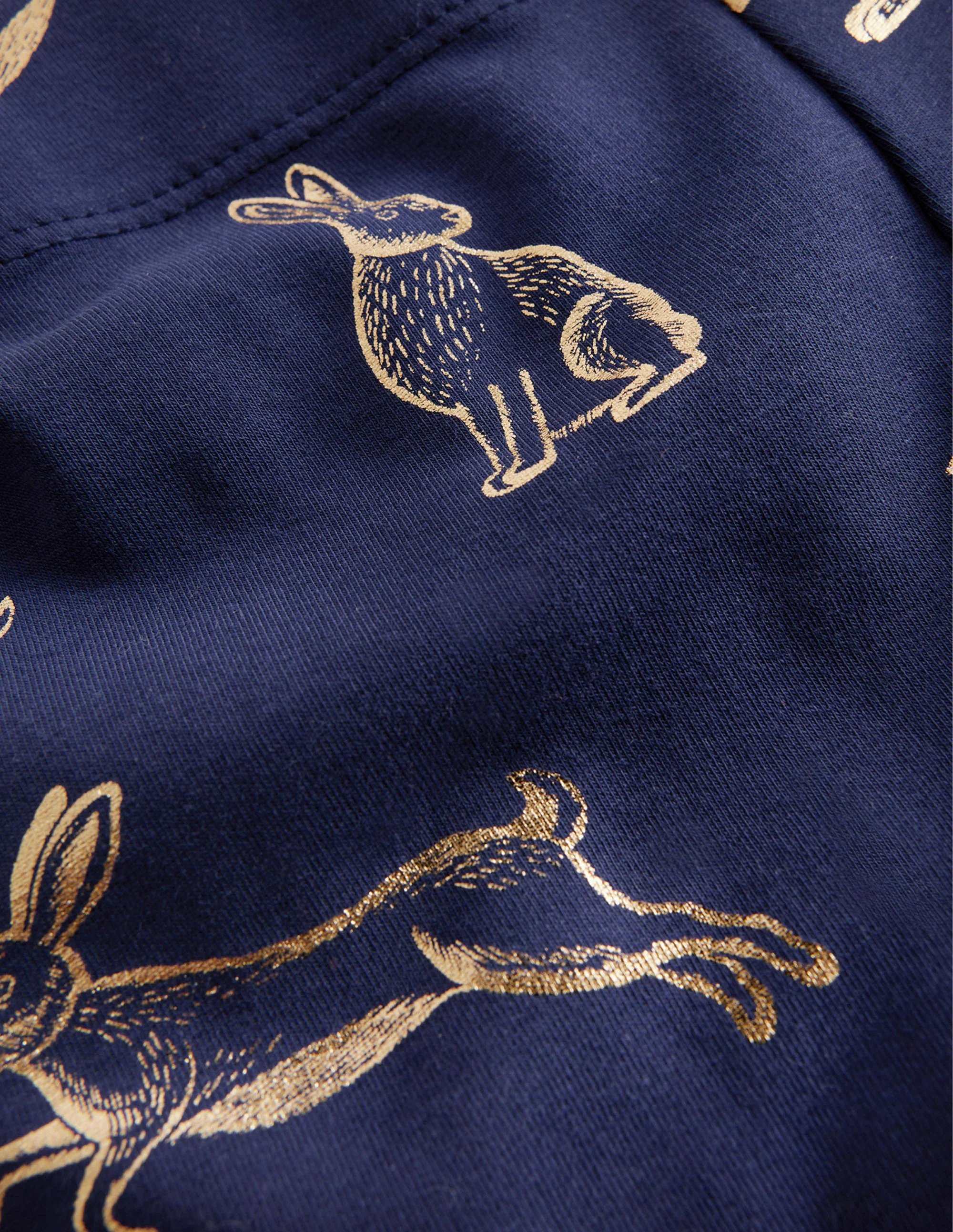 Fun Leggings-College Navy Foil Bunnies - Image 3
