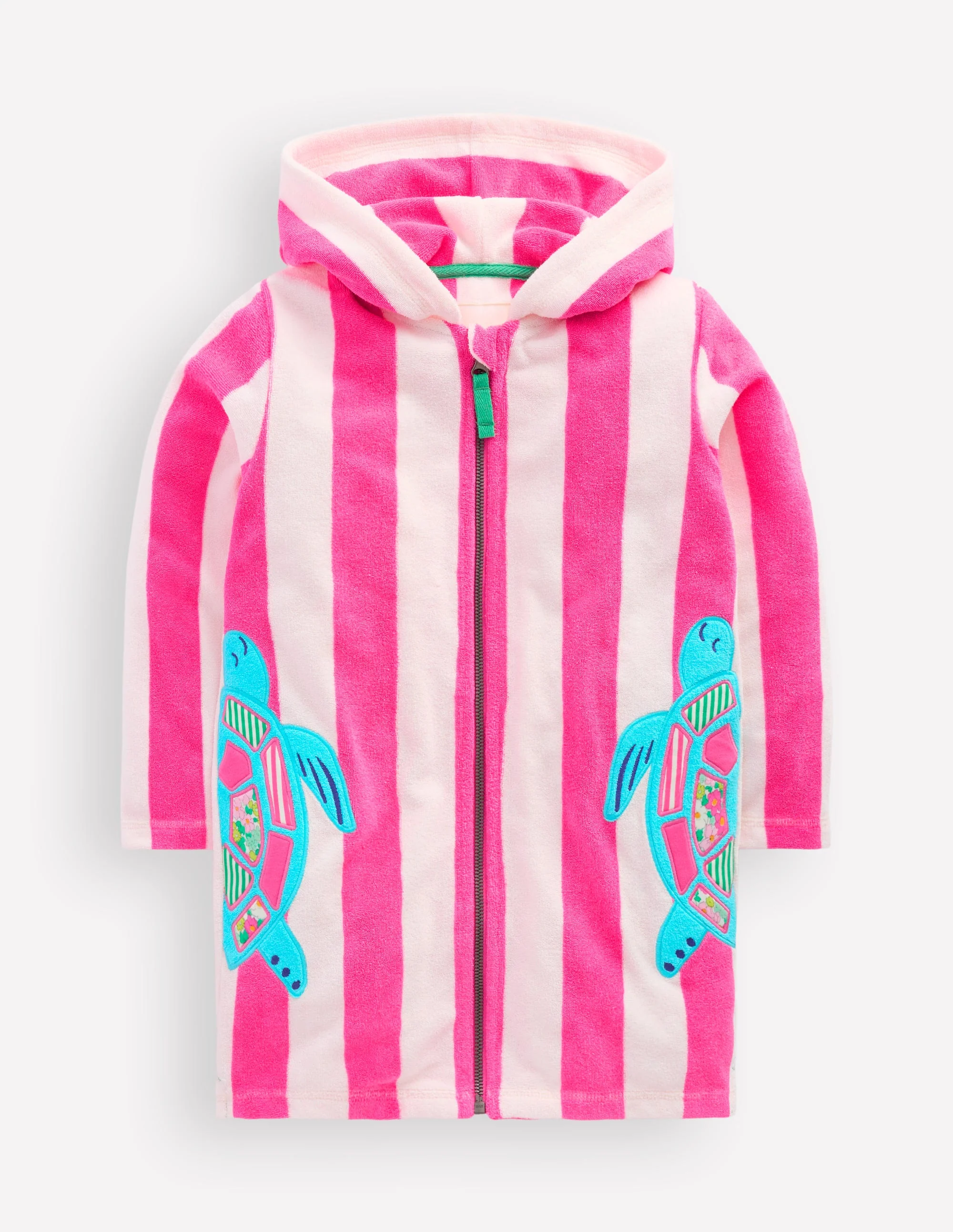 Fun Romie Towelling Zip-Up-Sorbet Pink Turtles - Image 2