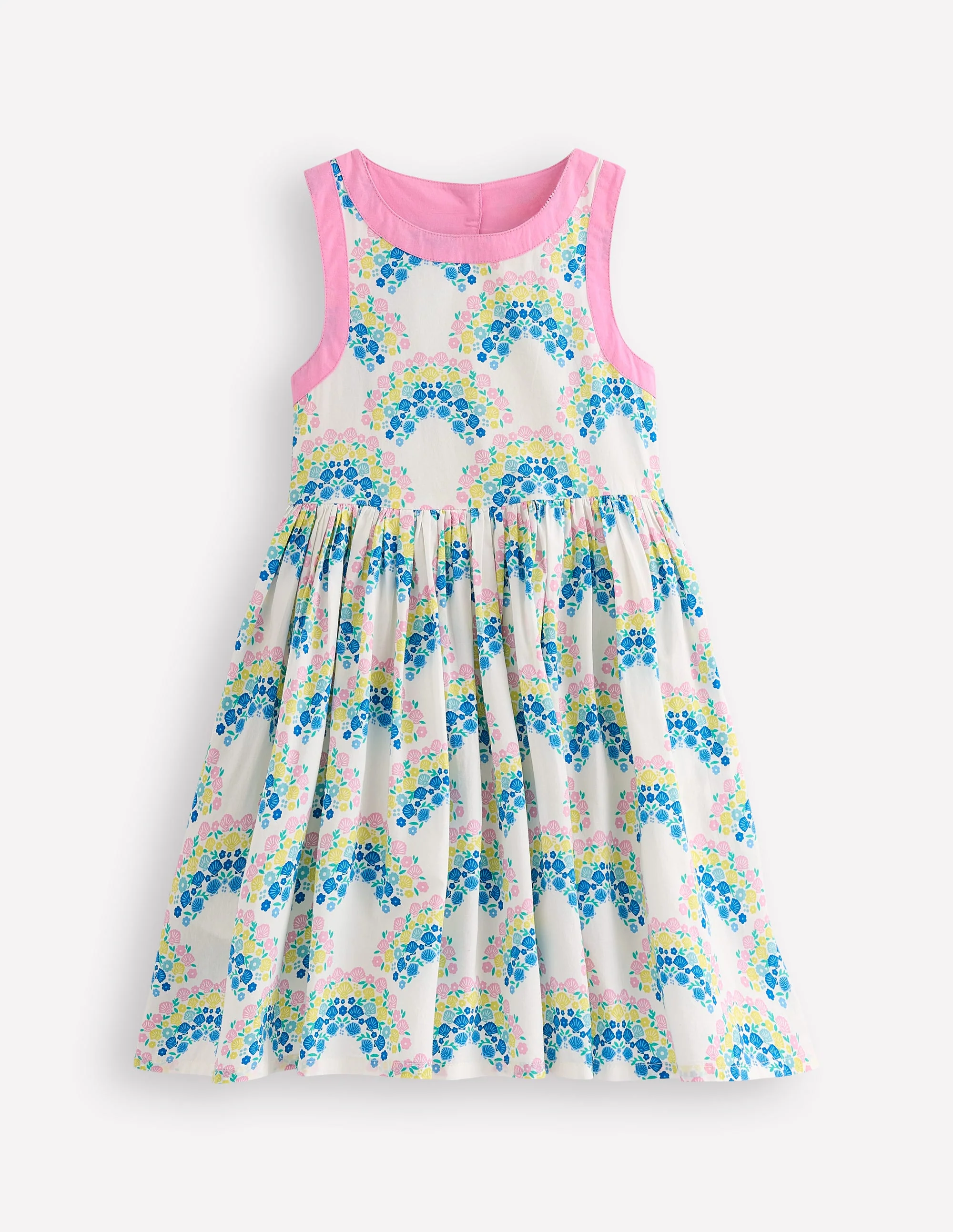 Harlow Back Detail Dress-Soft Ivory Rainbow Shells