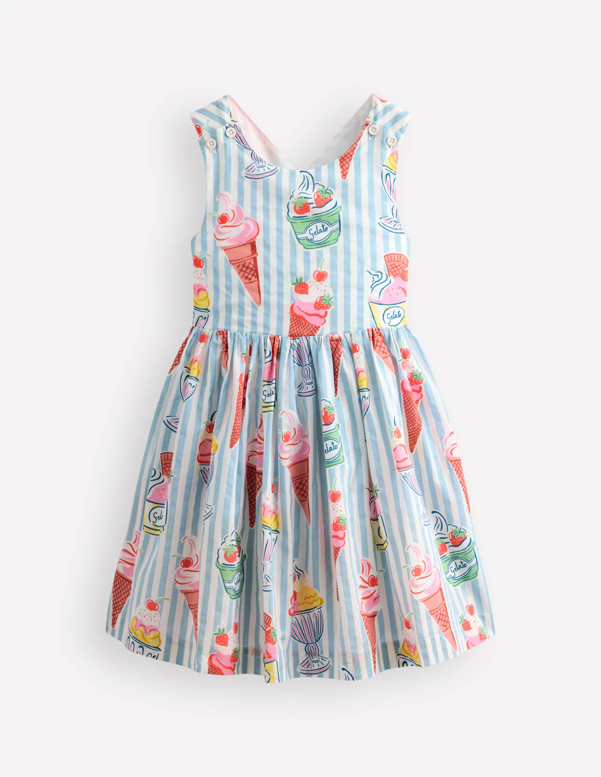 Harper Cross-Back Dress-Vintage Blue Ice Cream Stripe - Image 2