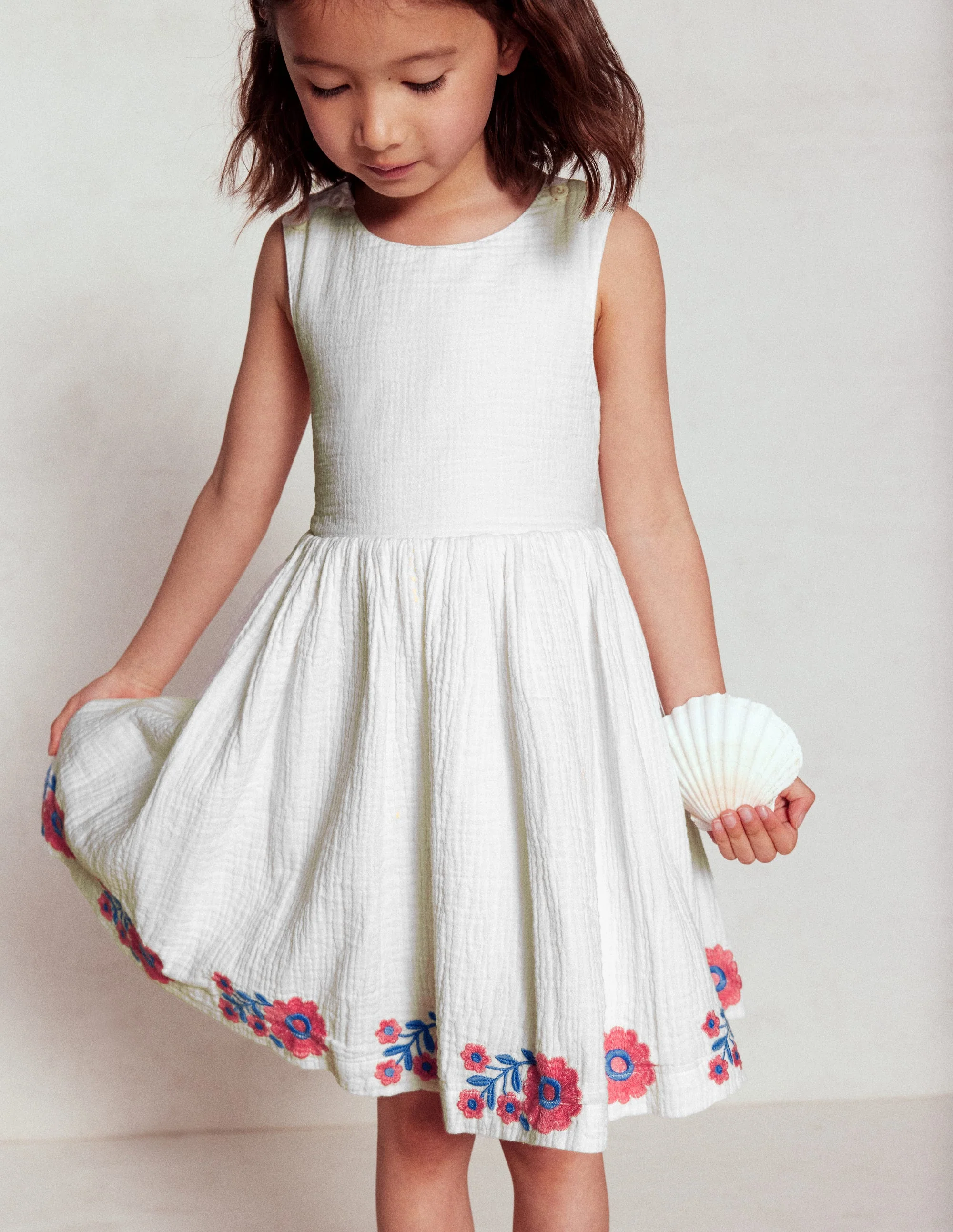 Harper Cross-Back Dress-White Embroidered