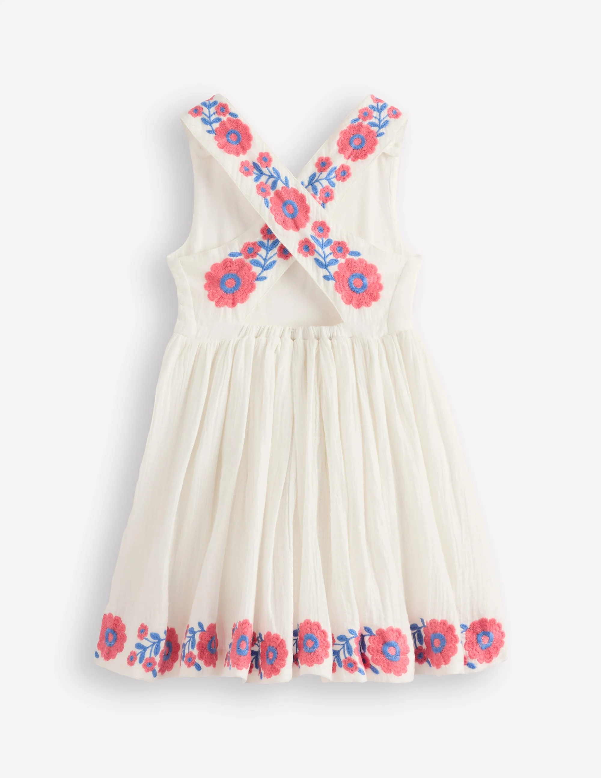 Harper Cross-Back Dress-White Embroidered - Image 5