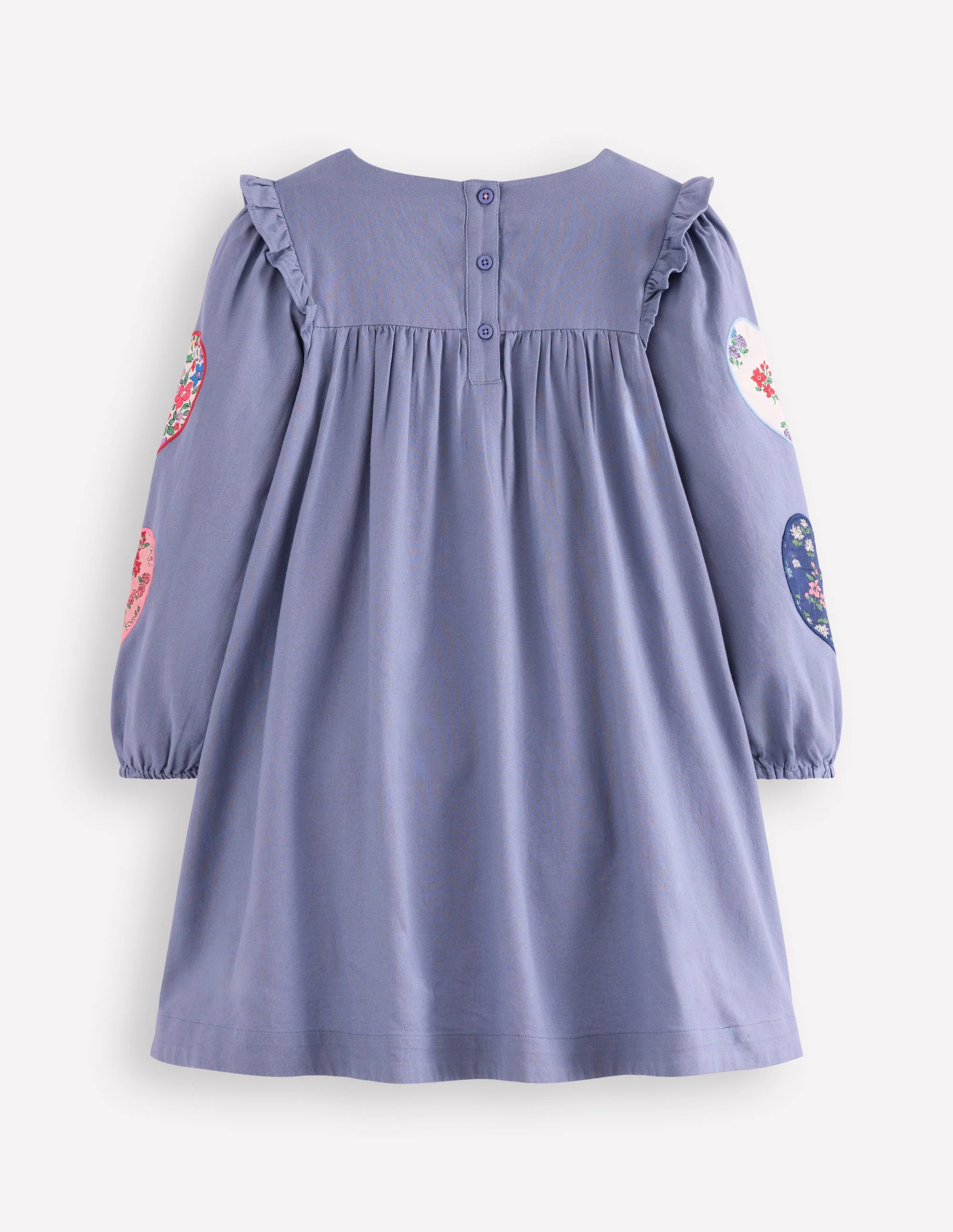 Heart Appliqué Dress-Dusty Blue Hearts - Image 3