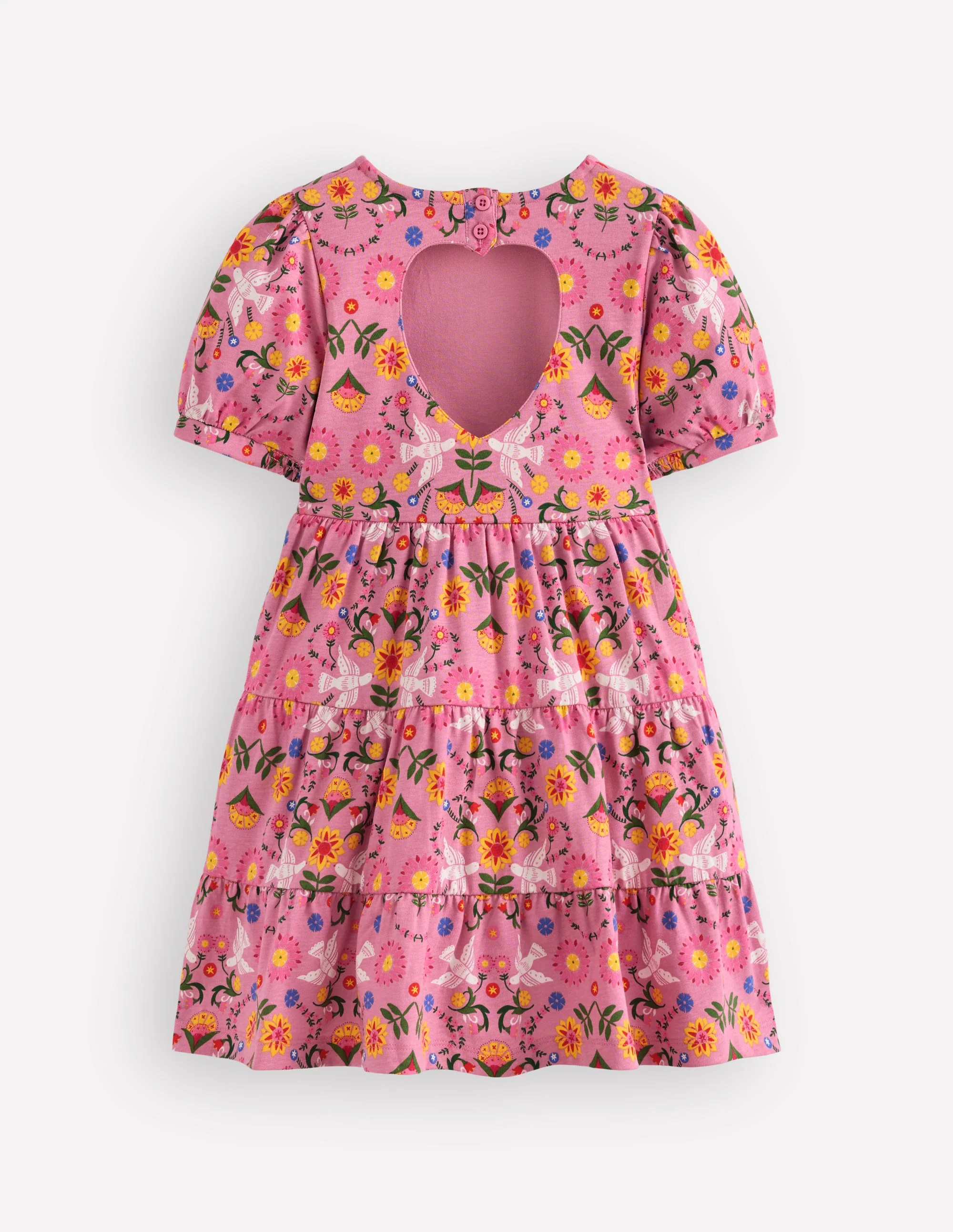 Heart Back Jersey Dress-Formica Pink Bird Floral - Image 2