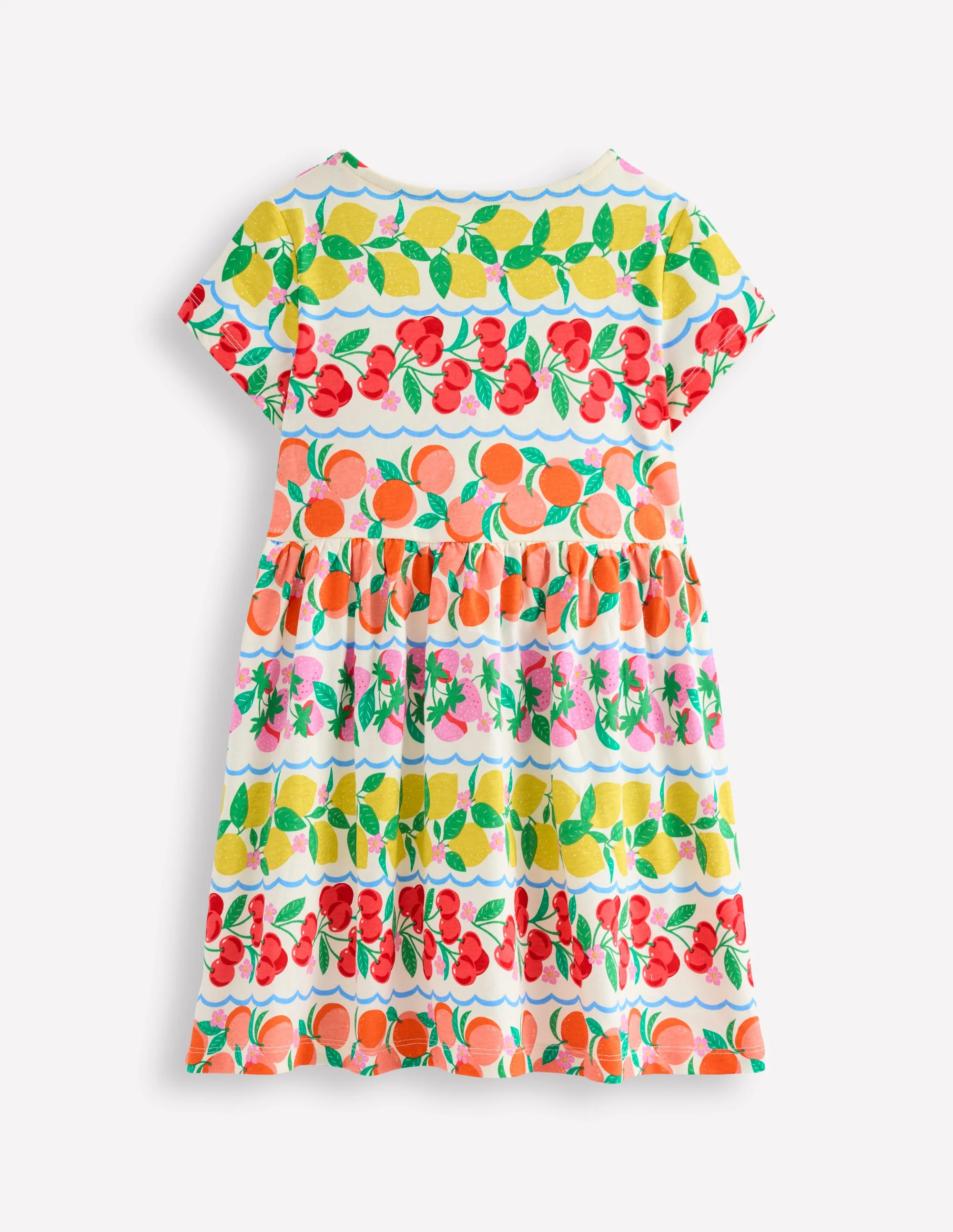 Heart Pocket Fun Jersey Dress-Rainbow Fruit Stripe - Image 2