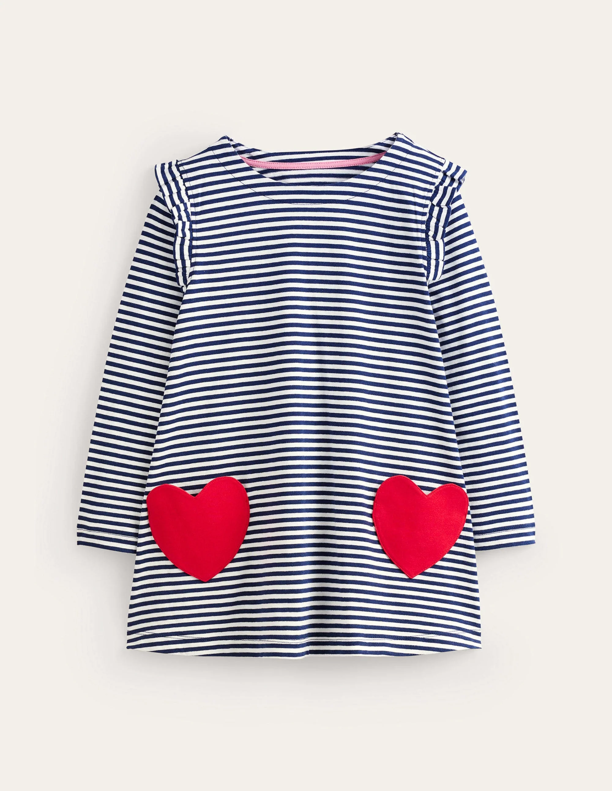 Heart Pocket Tunic-College Navy/Ivory Hearts