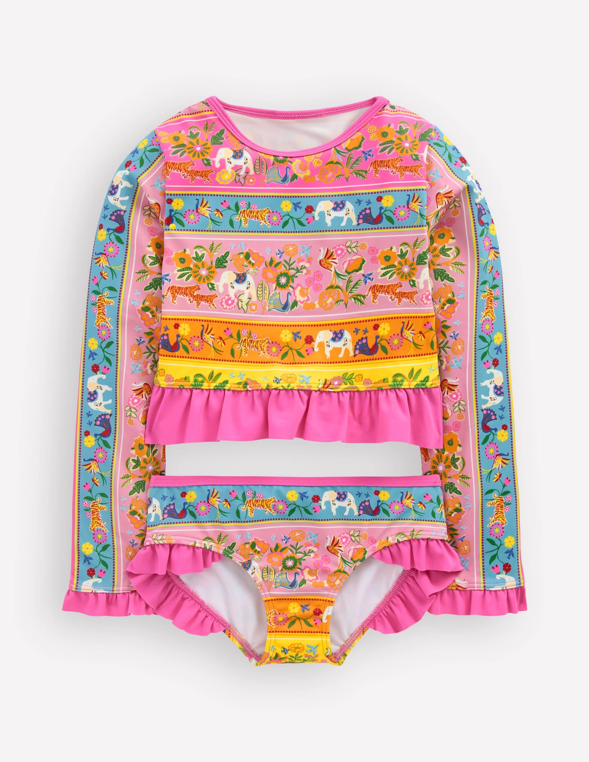 Hem Frill Rash Vest Set-Multi Tropical Animals - Image 2